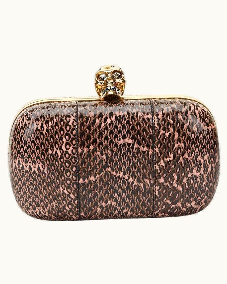 Alexander McQueen Alexander McQueen Black And Pink Python Skull Box 2015