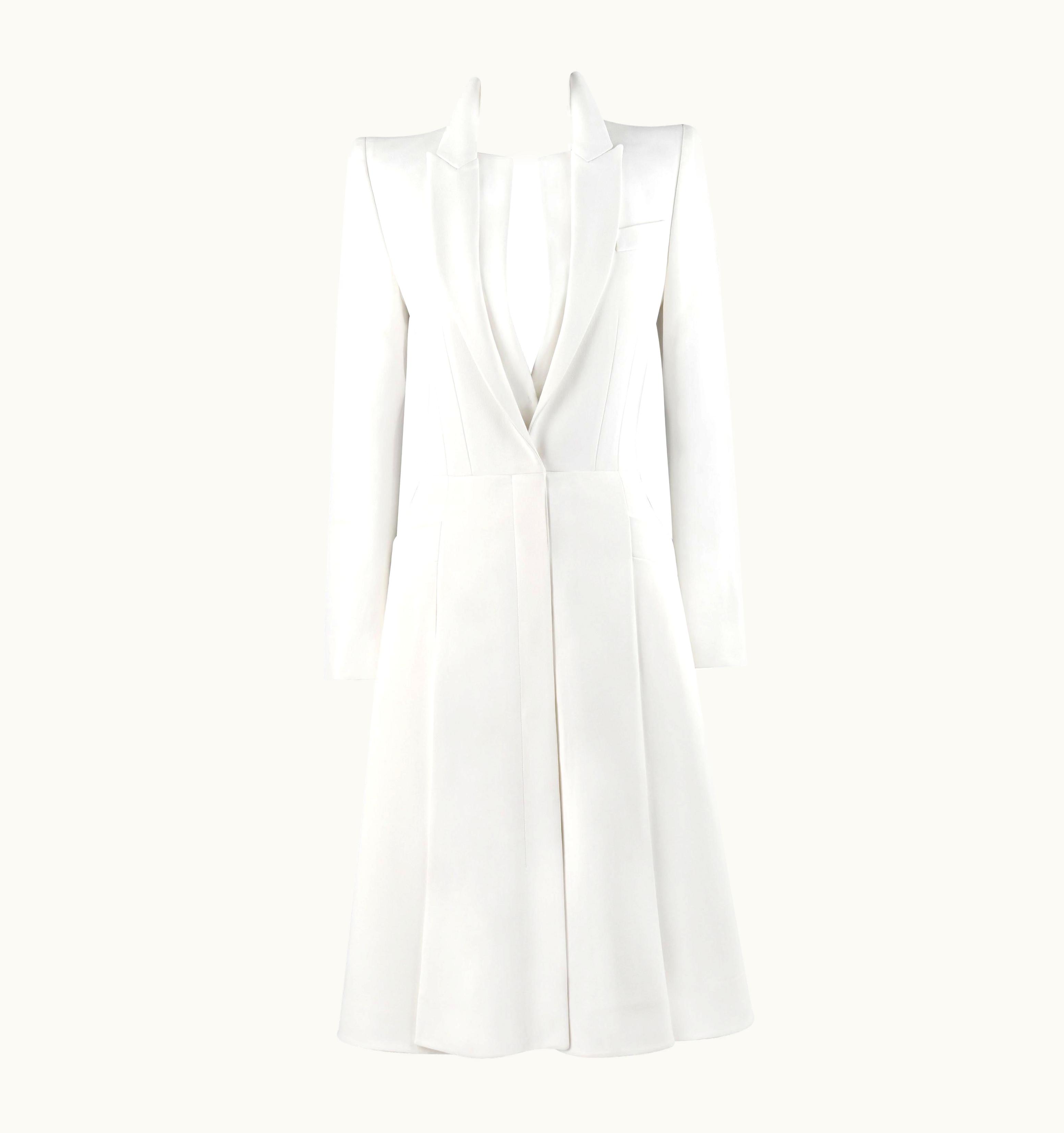 Alexander McQueen Alexander McQUEEN S/S 2015 White Tailored Classic Structure Longline Coat Dress