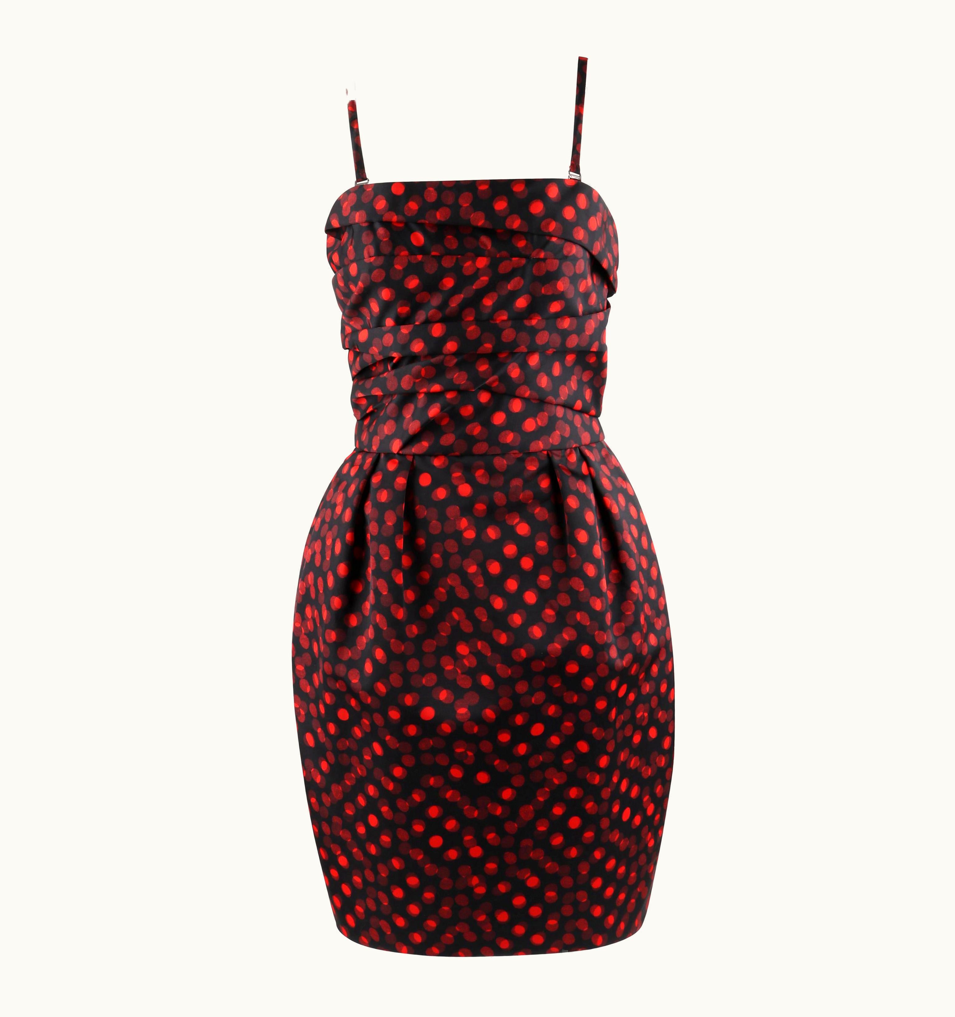 Alexander McQueen Alexander McQUEEN McQ S/S 2016 Red Black Polka Dot Print Bubble Sleeveless Dress