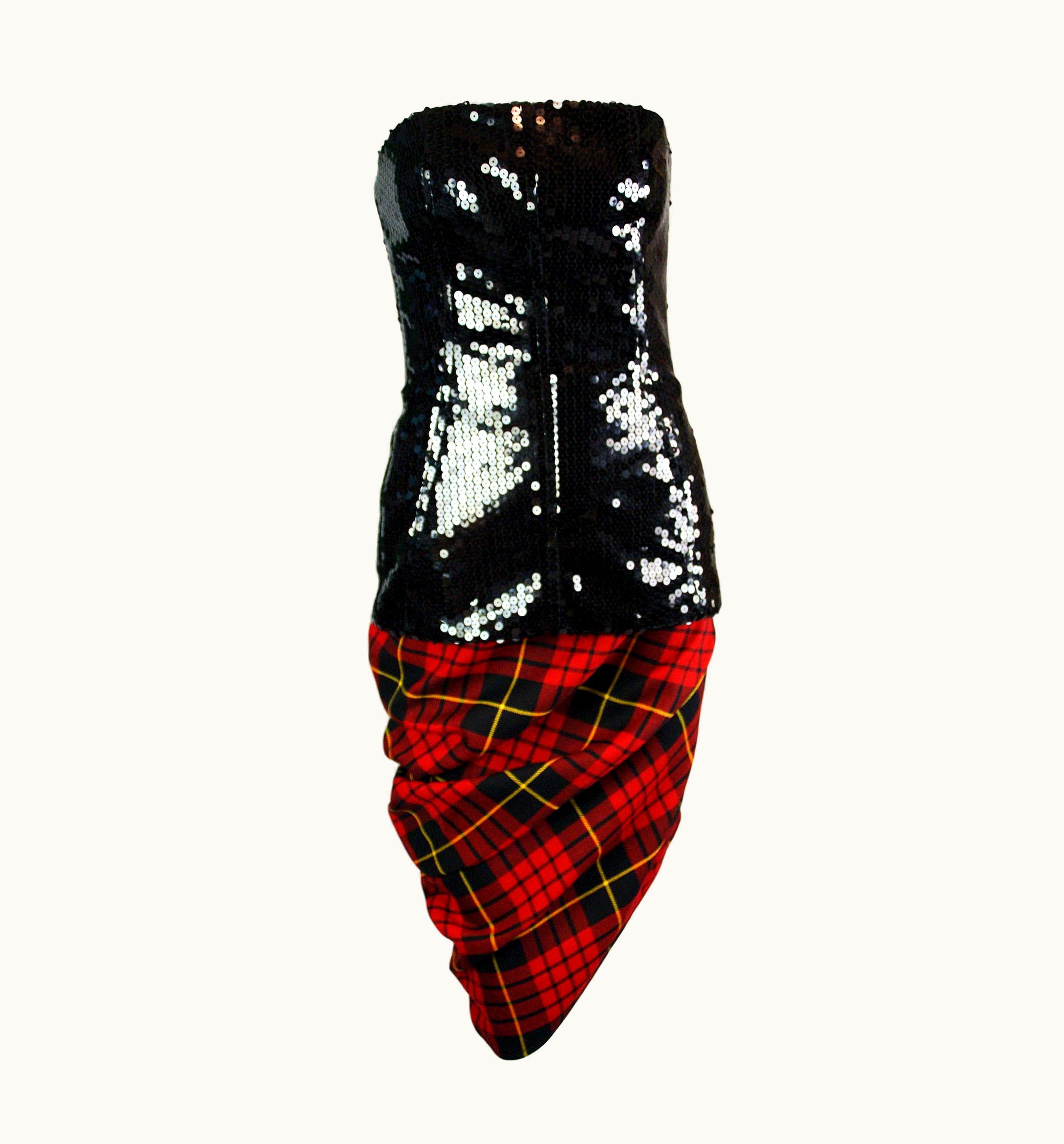 Alexander McQueen AW 1998 Joan Alexander McQueen Bustier Tartan Skirt Set In Cr Fashion Book UZ0607786
