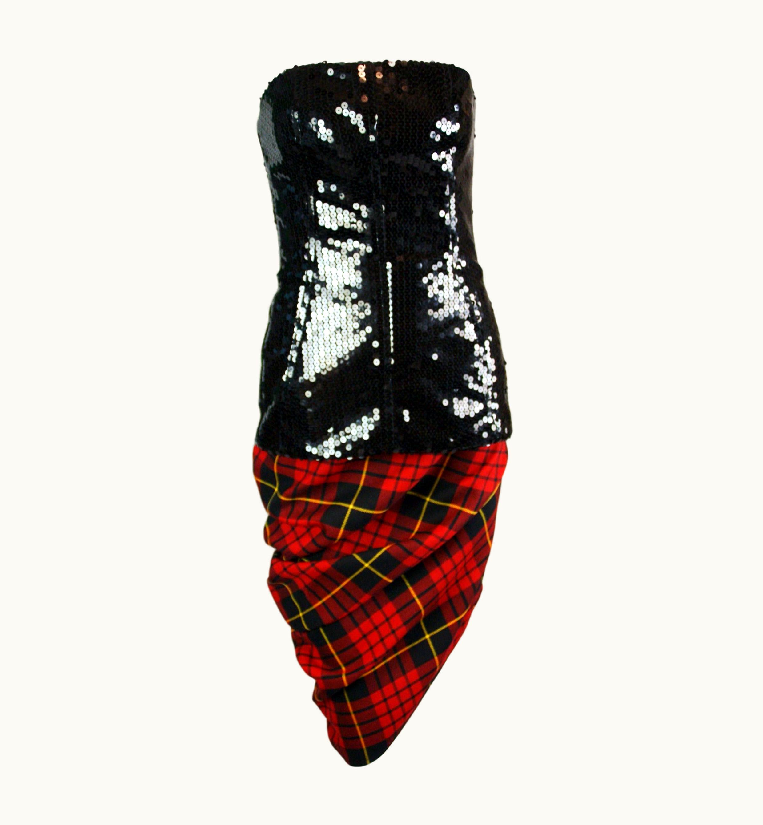 AW 1998 Joan Alexander McQueen Bustier Tartan Skirt Set In Cr Fashion Book UZ0607787