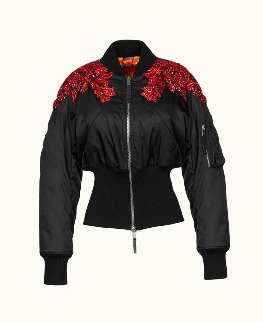 Alexander McQueen Alexander McQueen Embellished Jeweled Black Puffer Jacket It