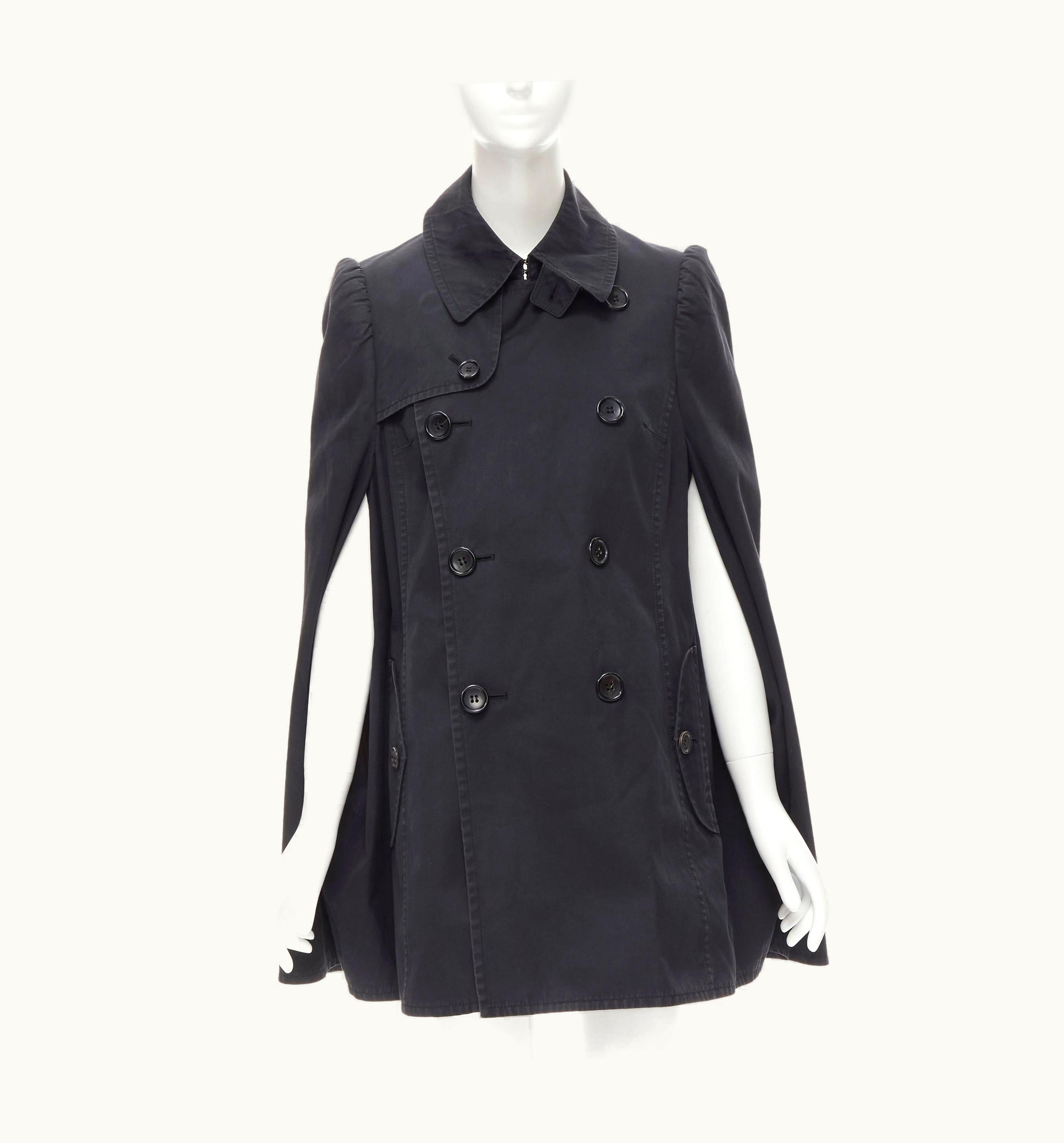Junya Watanabe Junya Watanabe Black Washed Cotton Trench Coat Cape