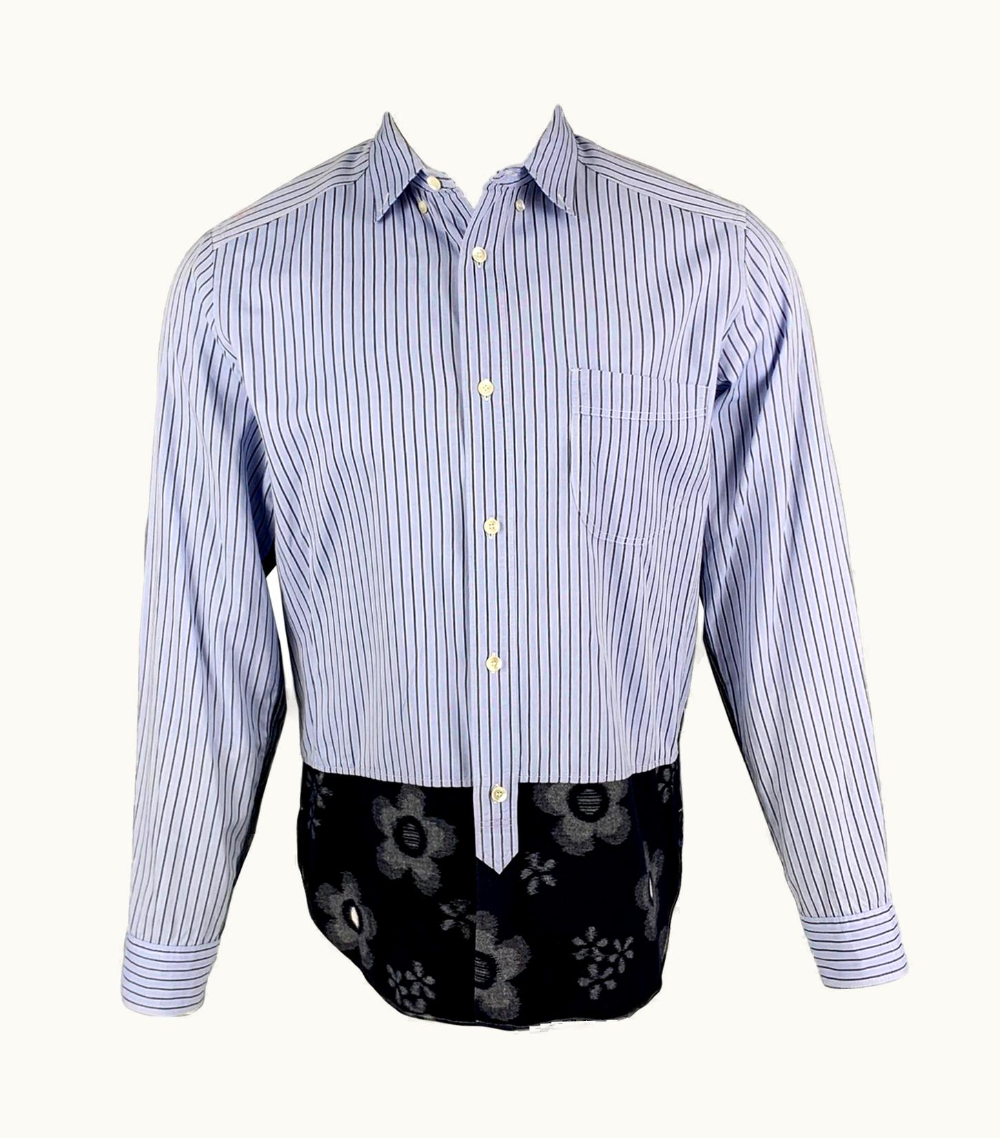 Junya Watanabe Junya Watanabe Blue Navy Stripe Cotton Linen Long Sleeve Shirt