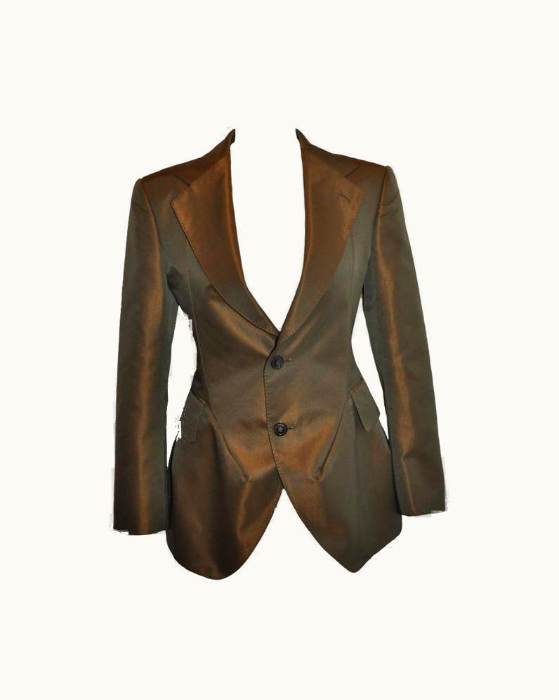 Comme Des Garçons Junya Watanabe For Comme Des Garcons Bronze Silk Deconstructed Blazer