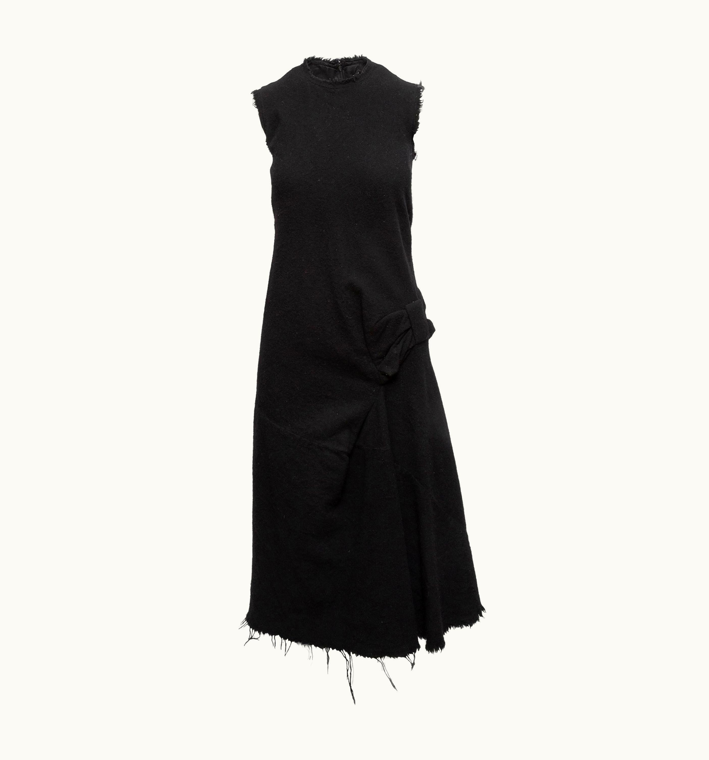 Junya Watanabe Junya Watanabe Black Sleeveless Raw-Edge Midi Dress