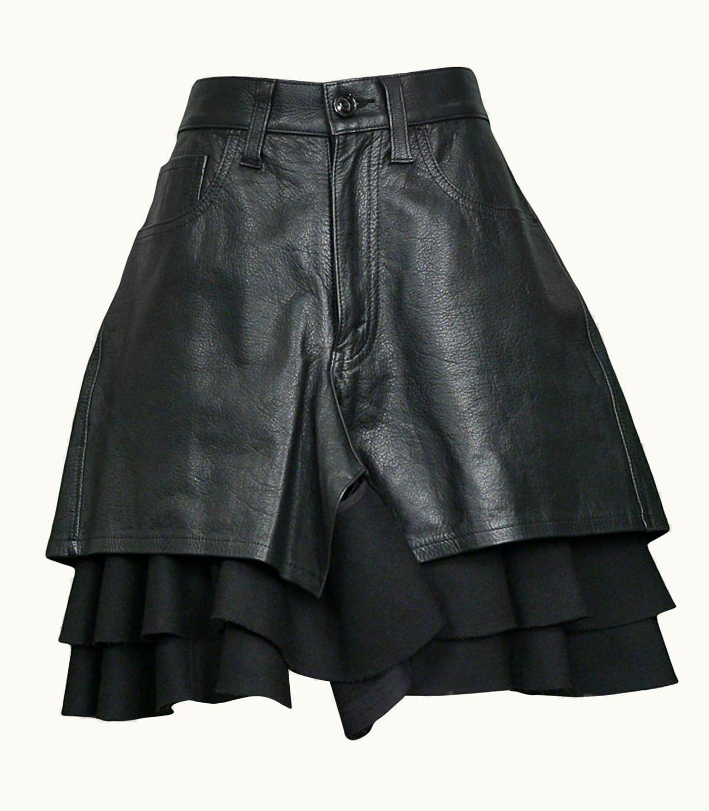 Junya Watanabe Vintage Junya Watanabe Leather & Wool Ruffle Shorts