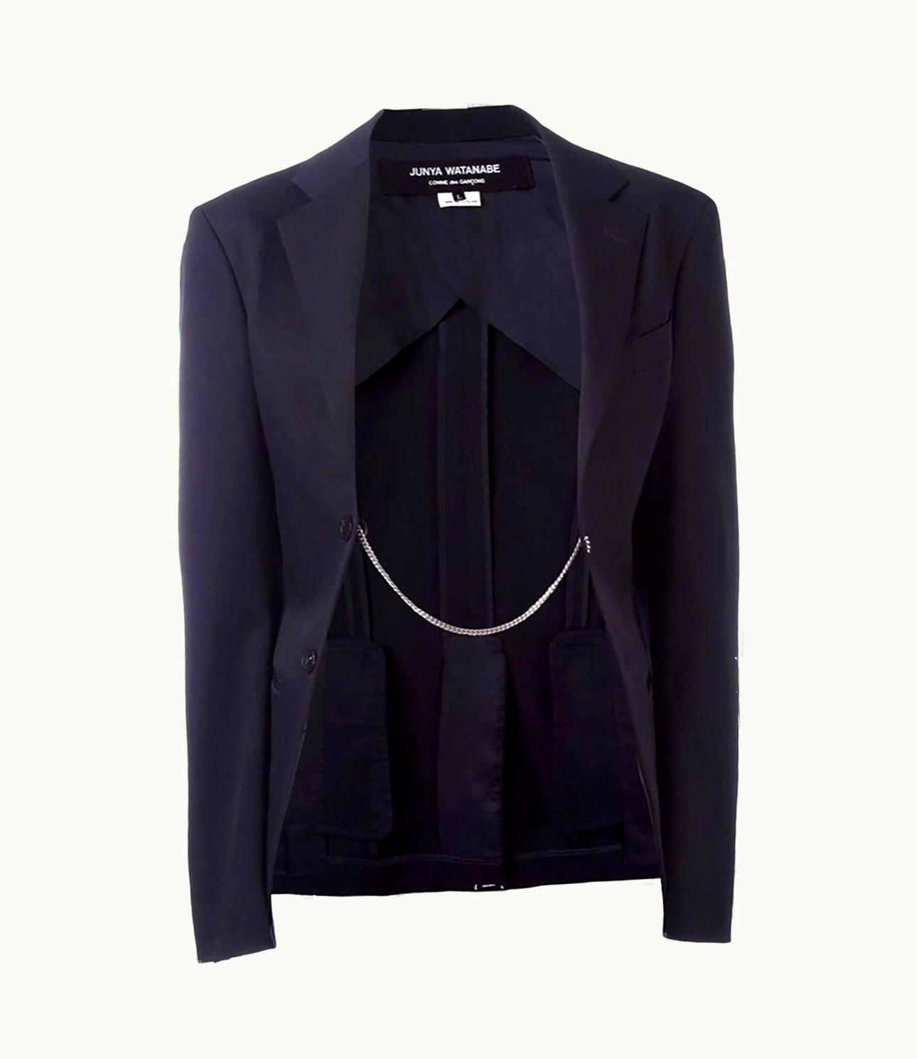 Comme Des Garçons Comme Des Garcons Junya Watanabe Black Wool Chain Detail Blazer