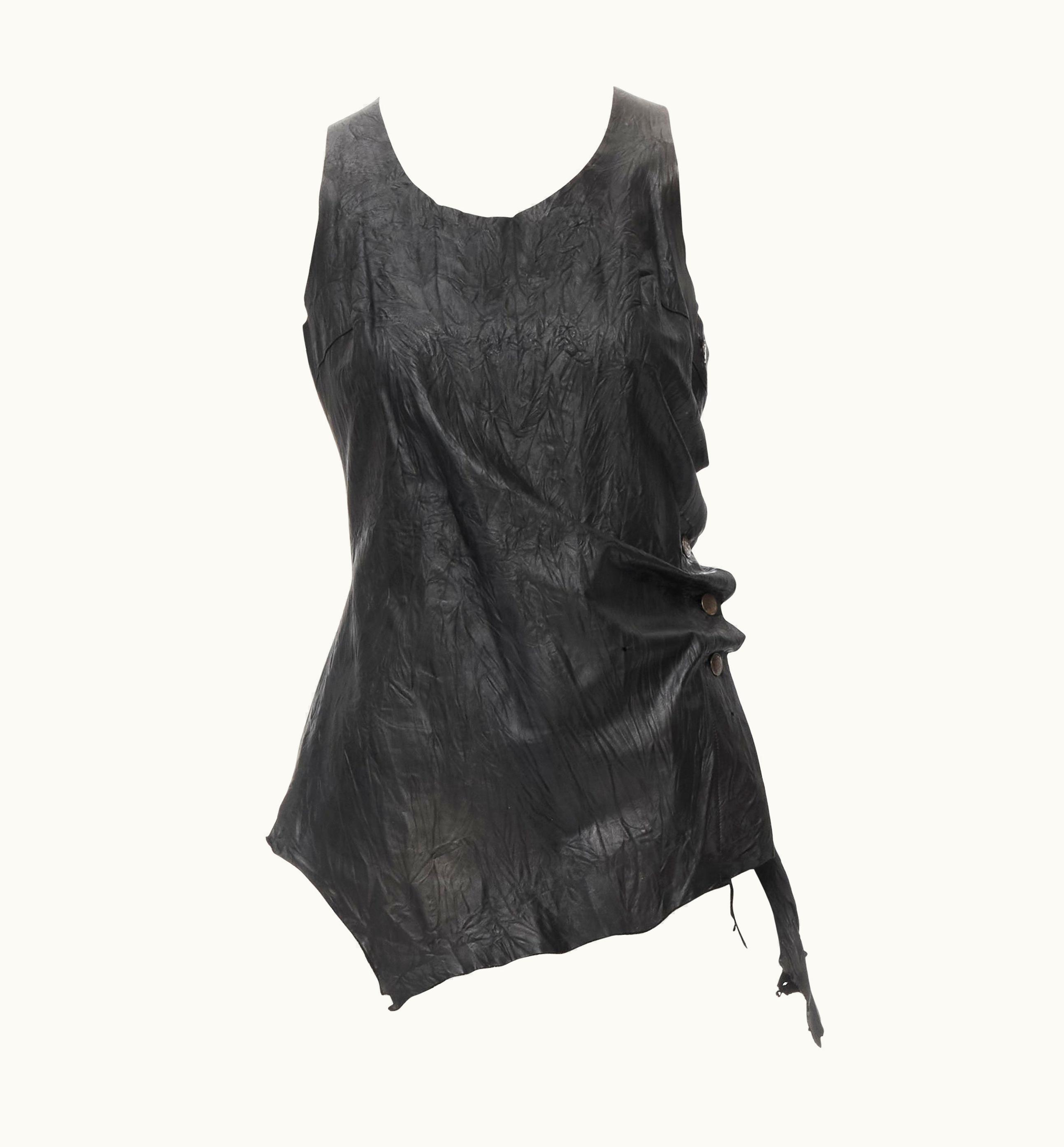 Comme Des Garçons Vintage Comme Des Garcons 1992 Cowhide Leather Distressed Raw Cut Bundled Vest