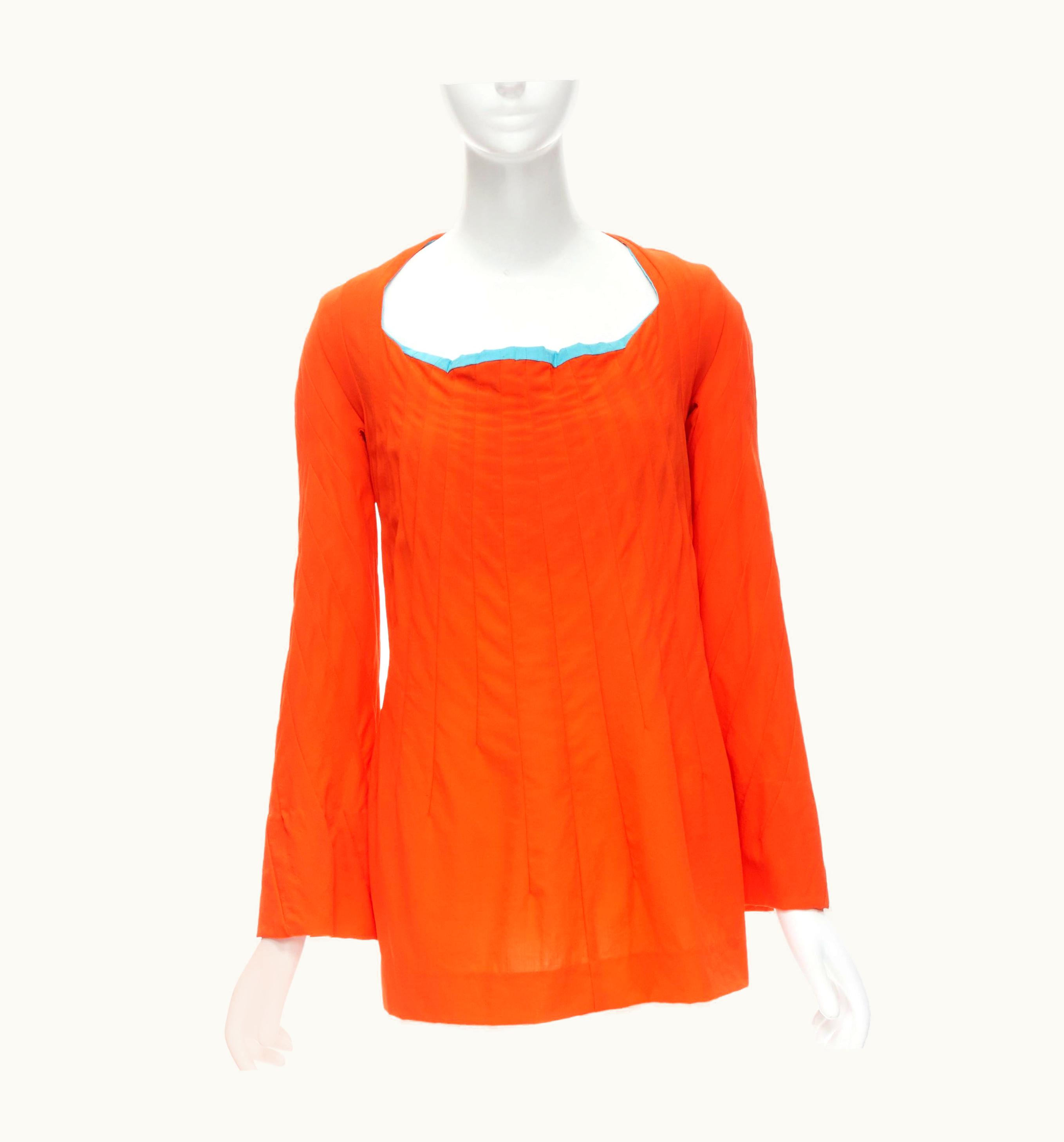 Junya Watanabe Junya Watanabe 1996 Orange Sky Blue Lining Panelled Construction Tunic Top