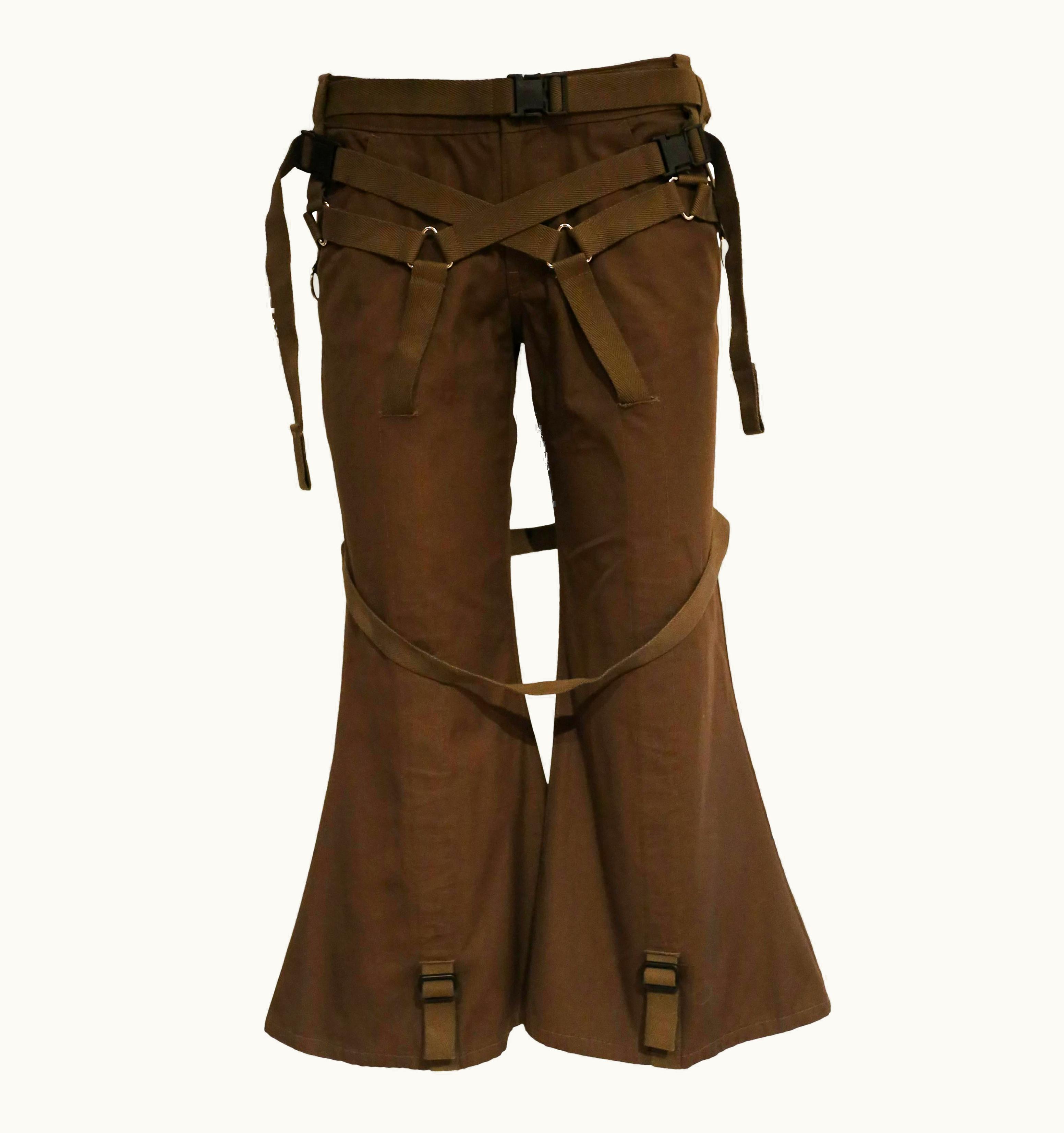 Junya Watanabe Junya Watanabe Khaki Green Bondage Cropped Flares, S/S 2003