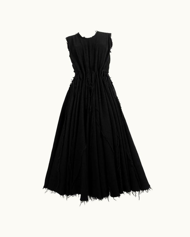 Junya Watanabe 2003 Junya Watanabe Black Victorian 'tattered' Pleated Runway Dress