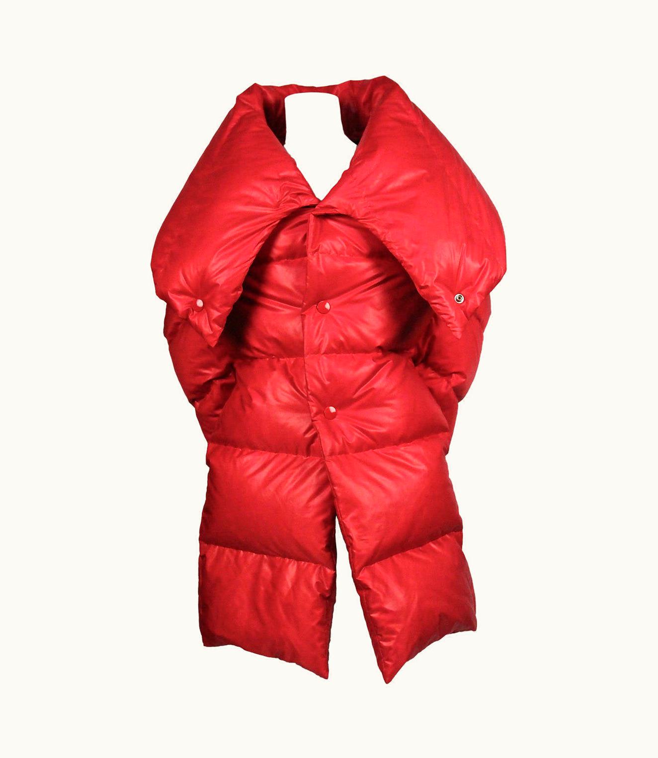 Junya Watanabe Junya Watanabe Red Quilted Puffer Coat With Exaggerated Collar  2004