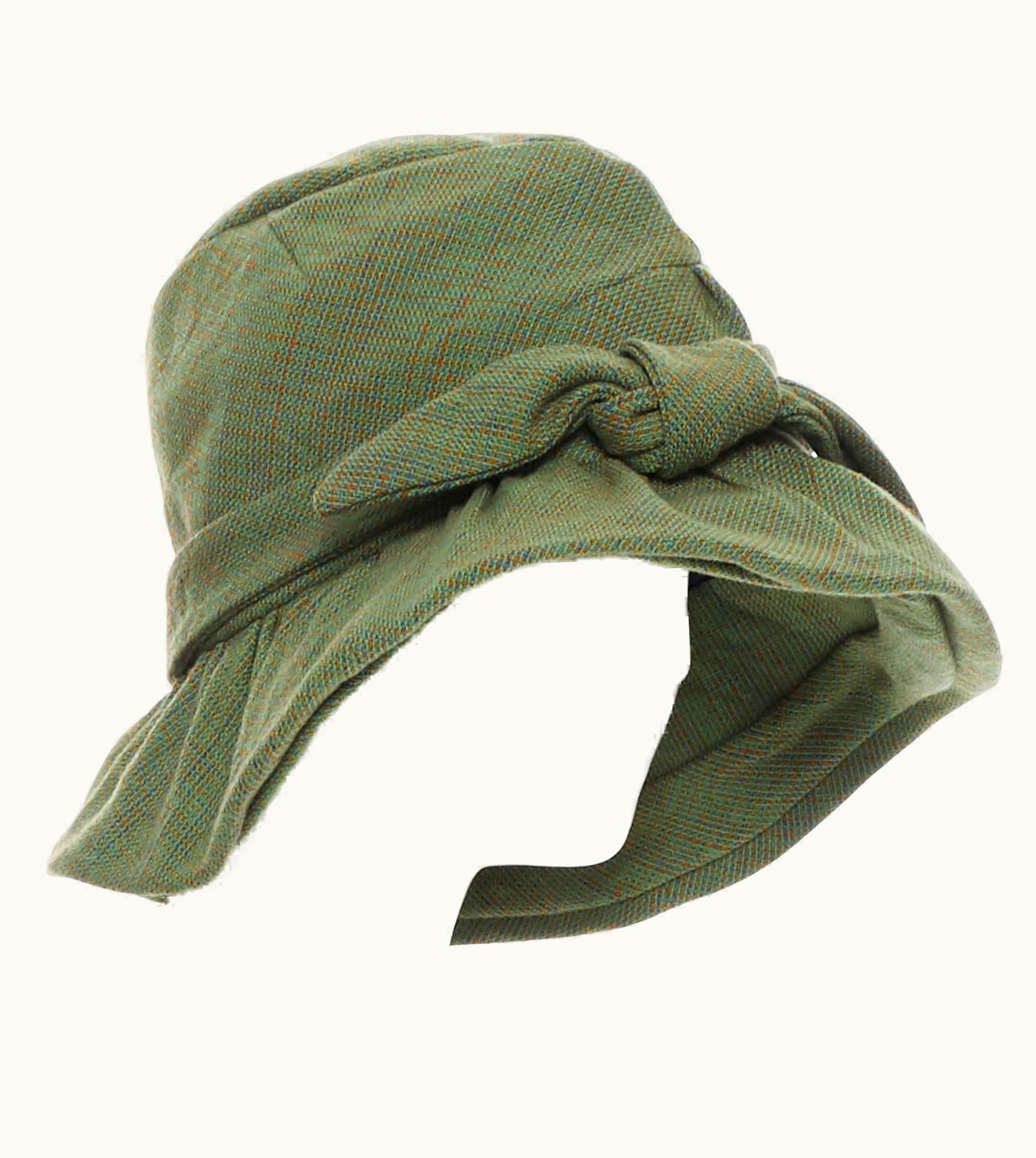 Junya Watanabe Runway Junya Watanabe AW04 Green Wool Tweed Bow Tie Floppy Fedora Hat