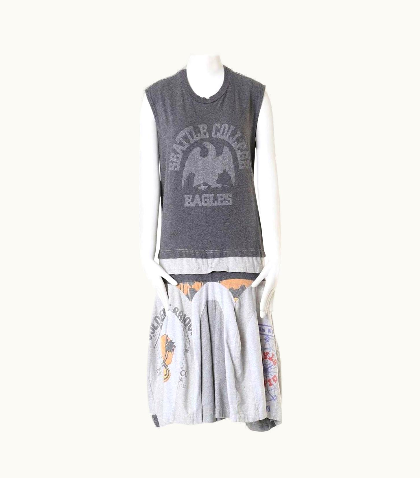 Junya Watanabe Runway Junya Watanabe S/S Grey Reconstructed Vintage Tee Cut Out Dress