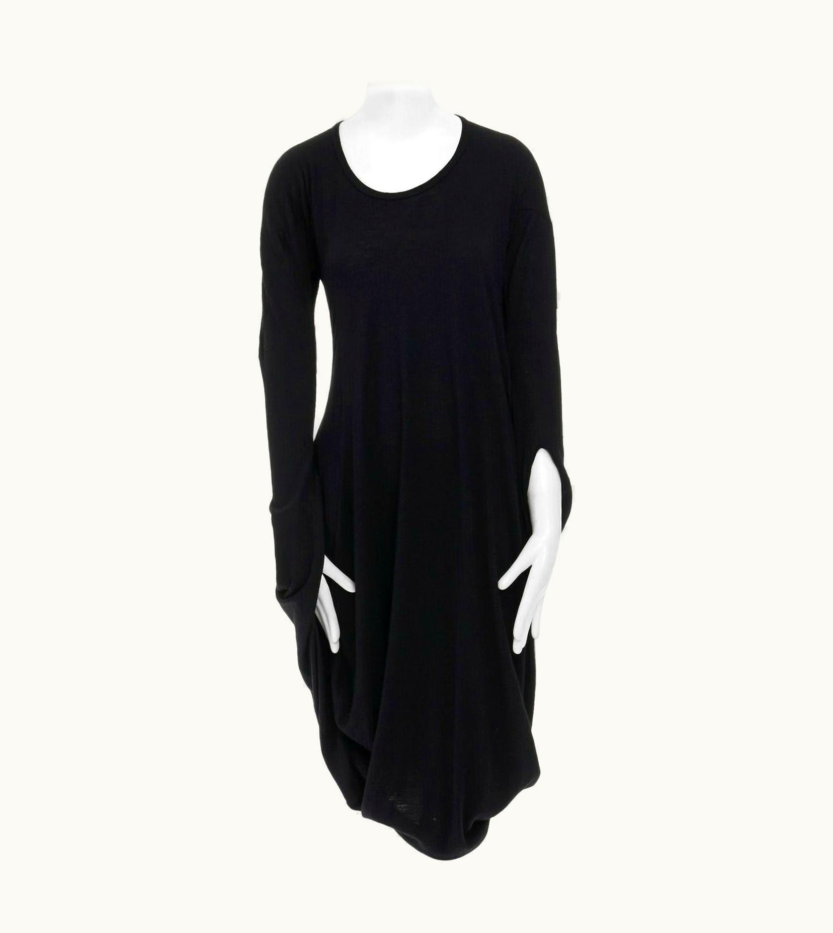 Junya Watanabe Runway Junya Watanabe 2008 Wool Black Infinity Loop Slit Sleeves Winter Dress