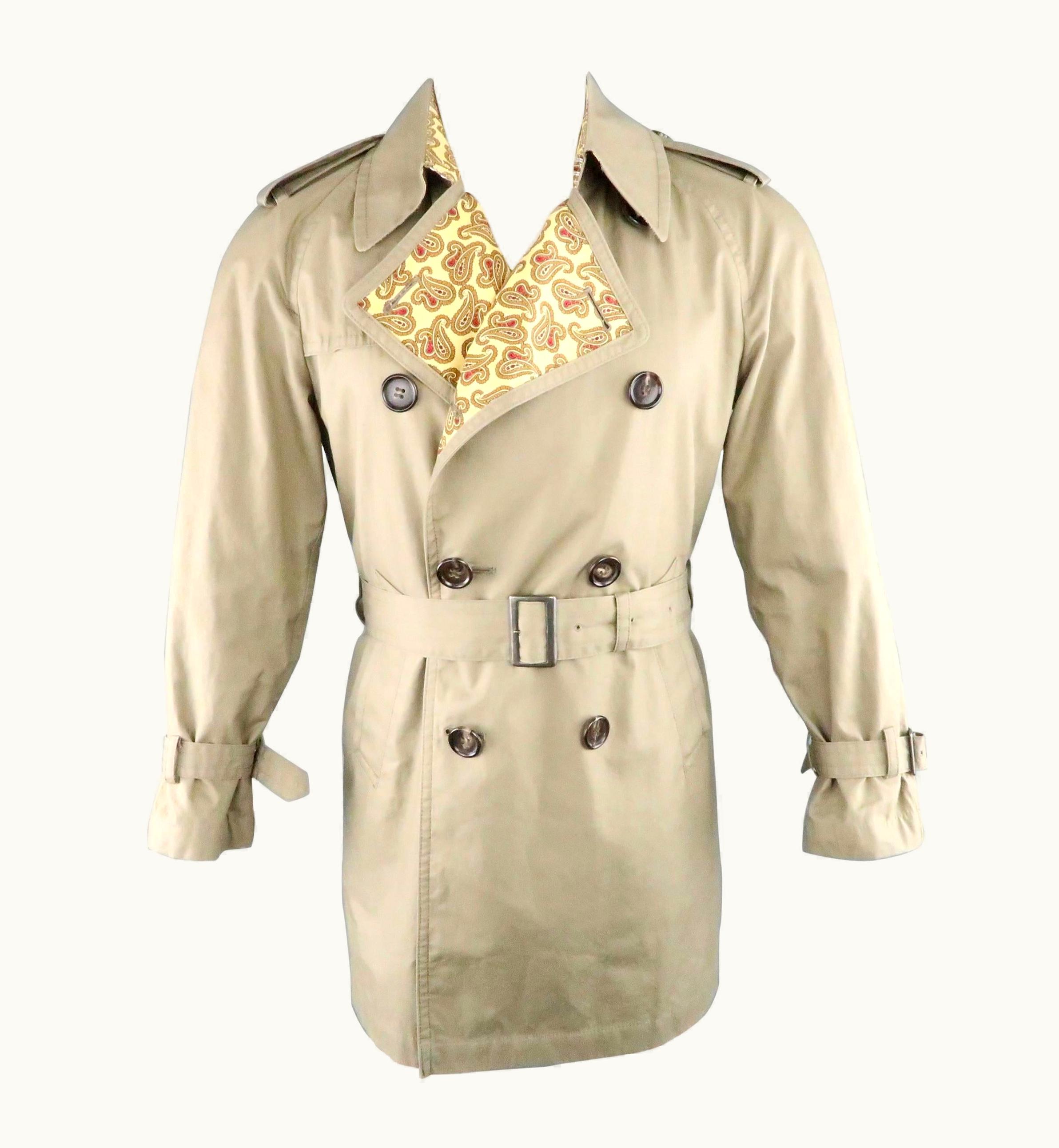 Junya Watanabe Men' Junya Watanabe Khaki Cotton Yellow Paisley Liner Trenchcoat