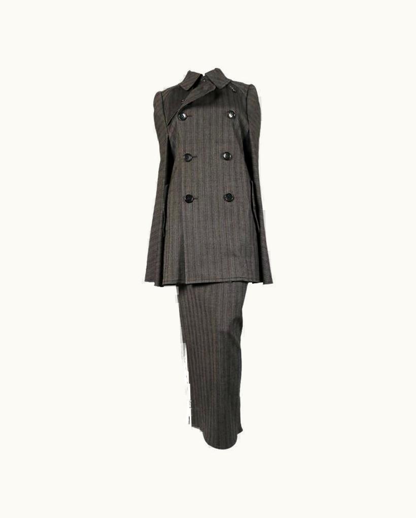 Junya Watanabe Junya Watanabe Striped Wool Runway Cape Coat And Skirt 2008