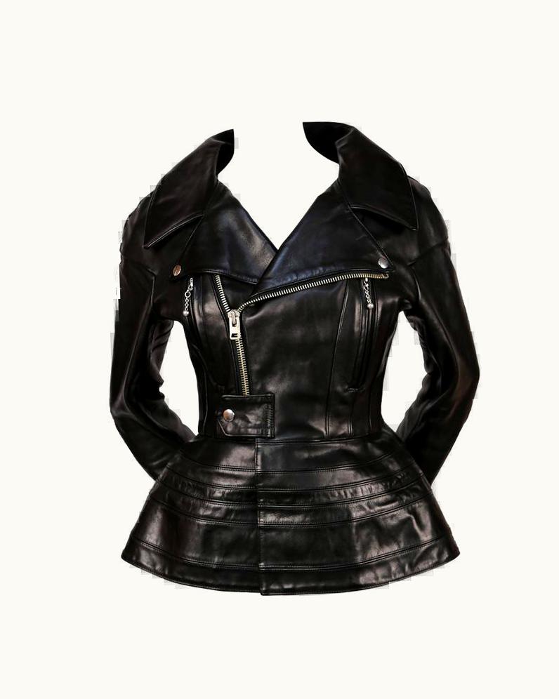 Junya Watanabe Junya Watanabe Black Leather Jacket With Peplum, Runway Fall 2011 UZ0608022