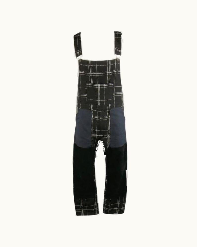 Junya Watanabe Junya Watanabe Man Black & White Window Pane Corduroy Patch Overalls