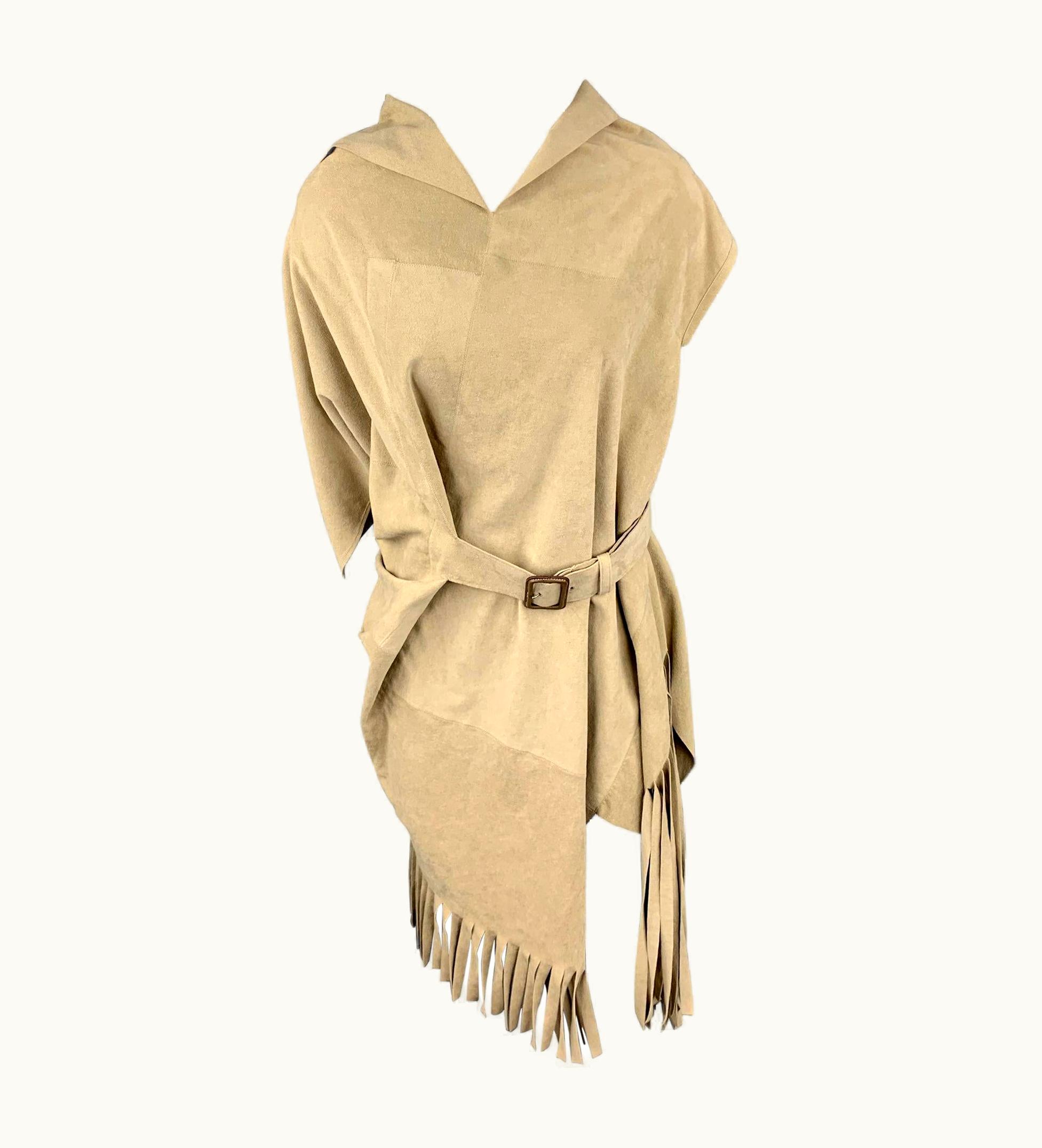 Junya Watanabe Junya Watanabe Spring 2014 Taupe Faux Suede Asymmetrical Belted Dress