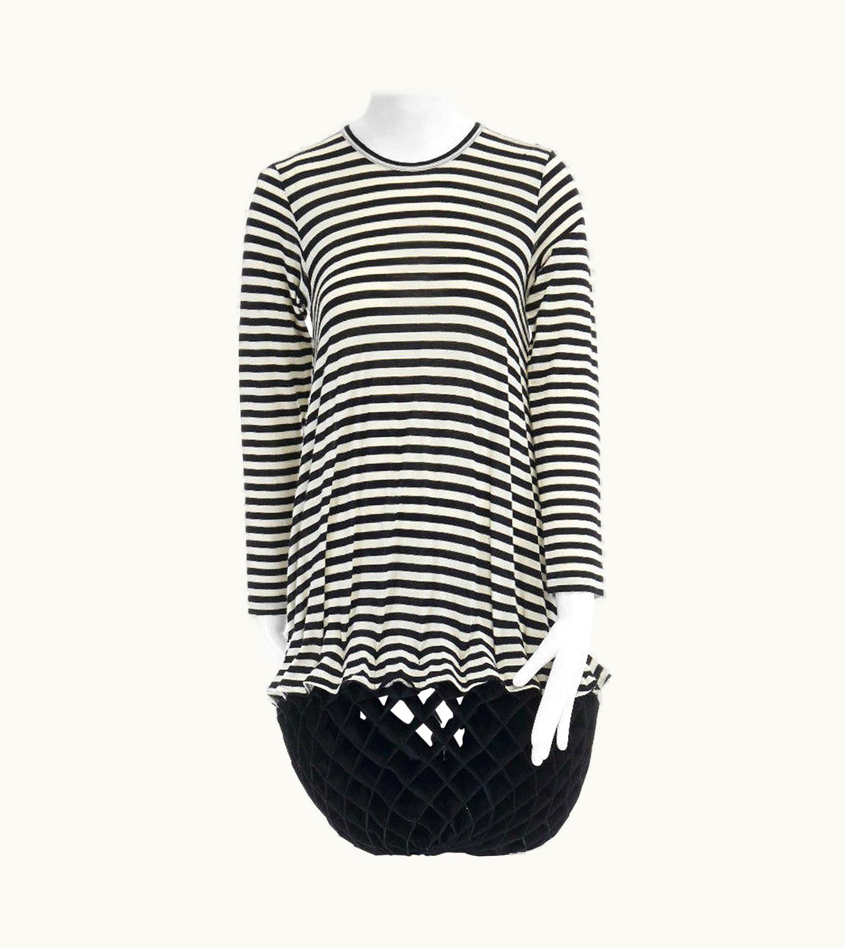 Junya Watanabe Runway Junya Watanabe AW2015 Black Stripe Origami Lantern Bubble Skirt Dress