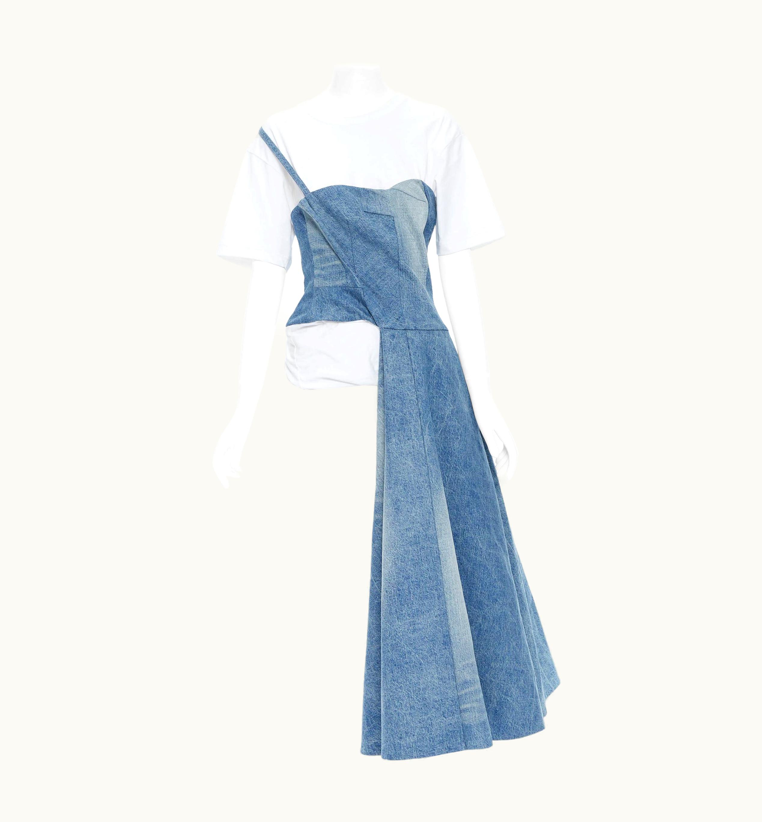 Junya Watanabe Junya Watanabe 2019 Runway Blue Denim Deconstructed Dress Layered Top