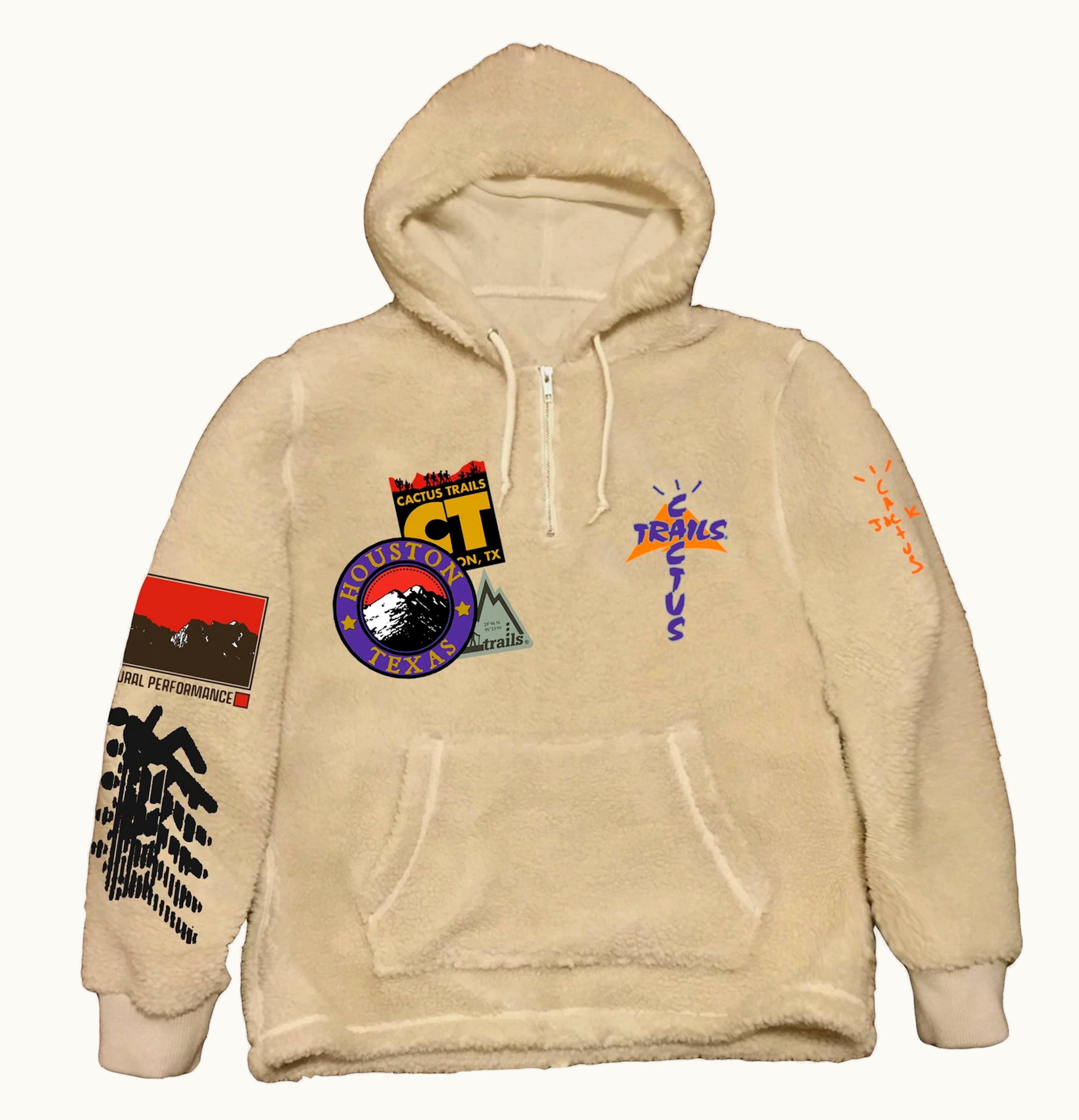 Travis Scott Travis Scott Cactus Trails Half Zip Sherpa Hoodie Natural