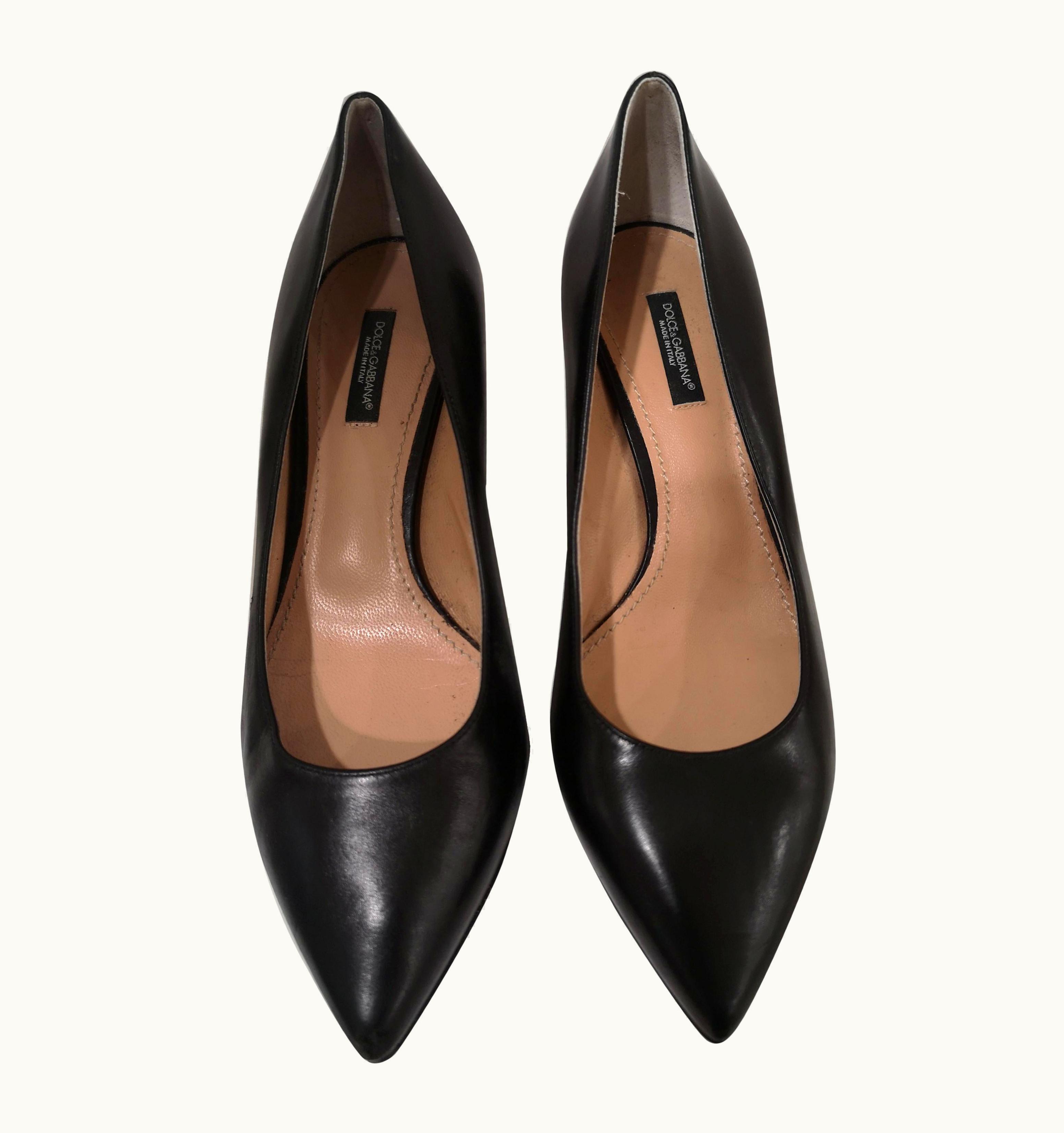 Dolce & Gabbana Dolce & Gabbana Black Leather Decollete S/S Shoes