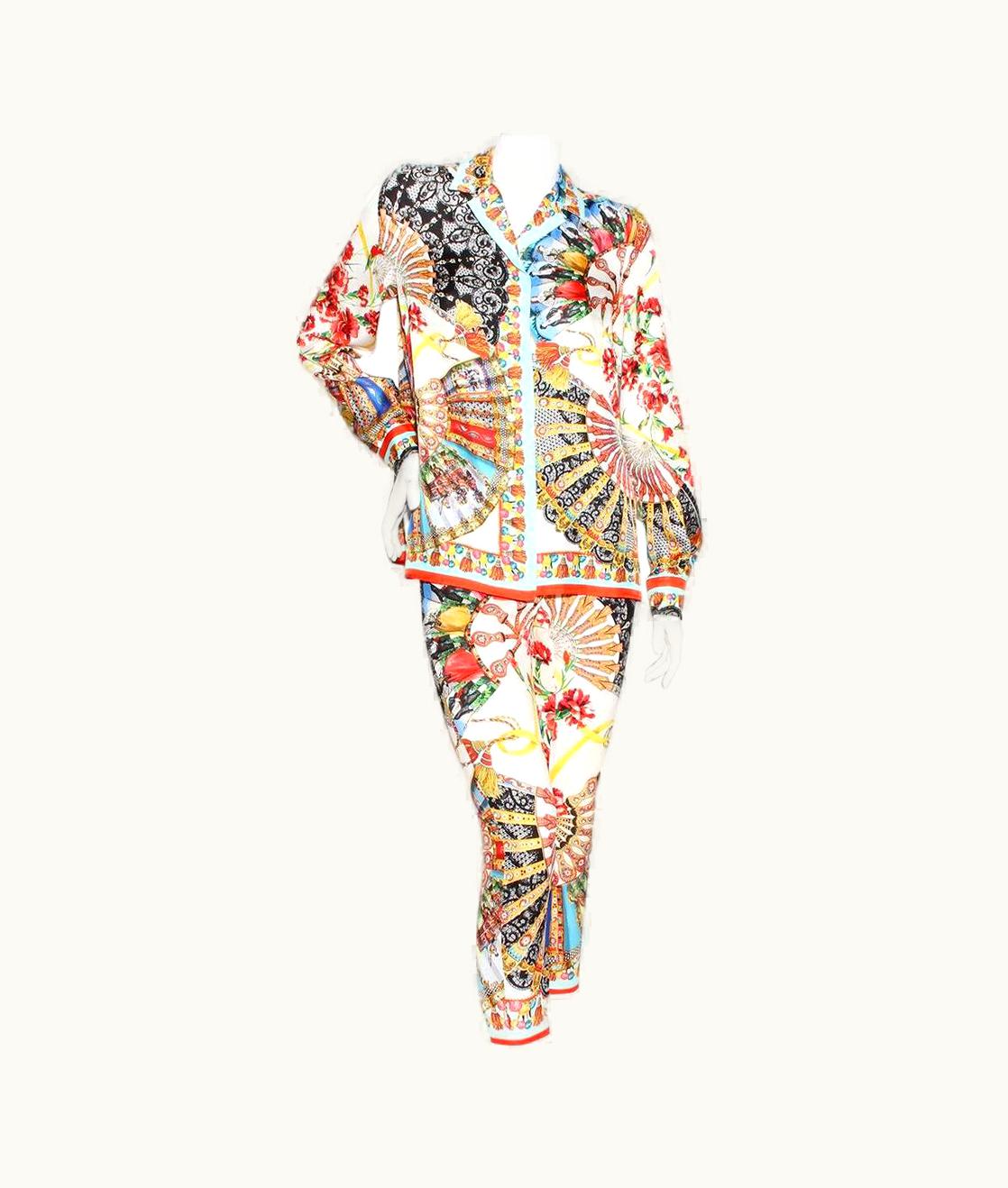 Dolce & Gabbana Dolce & Gabbana Silk Print Pants Suit
