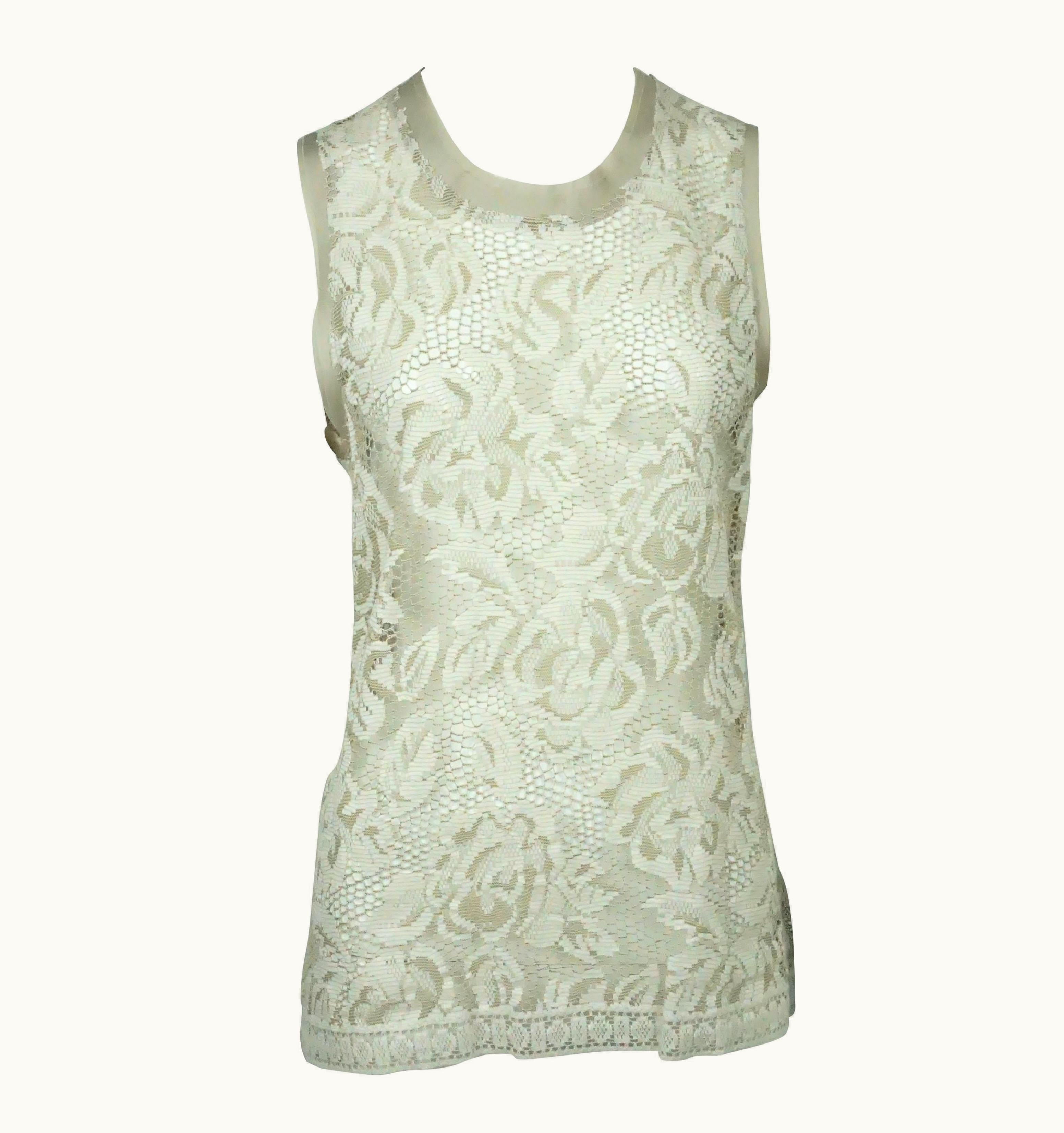 Dolce & Gabbana Dolce & Gabbana Taupe Sleeveless Lace Top