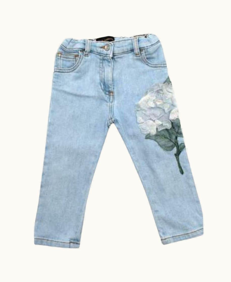 Dolce & Gabbana Dolce & Gabbana Girls Denim Flower Embroidered Jeans