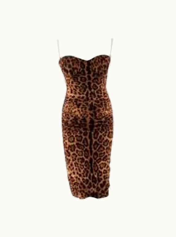 Dolce & Gabbana Dolce & Gabbana Leopard Print Ruched Fitted Dress UZ0608303