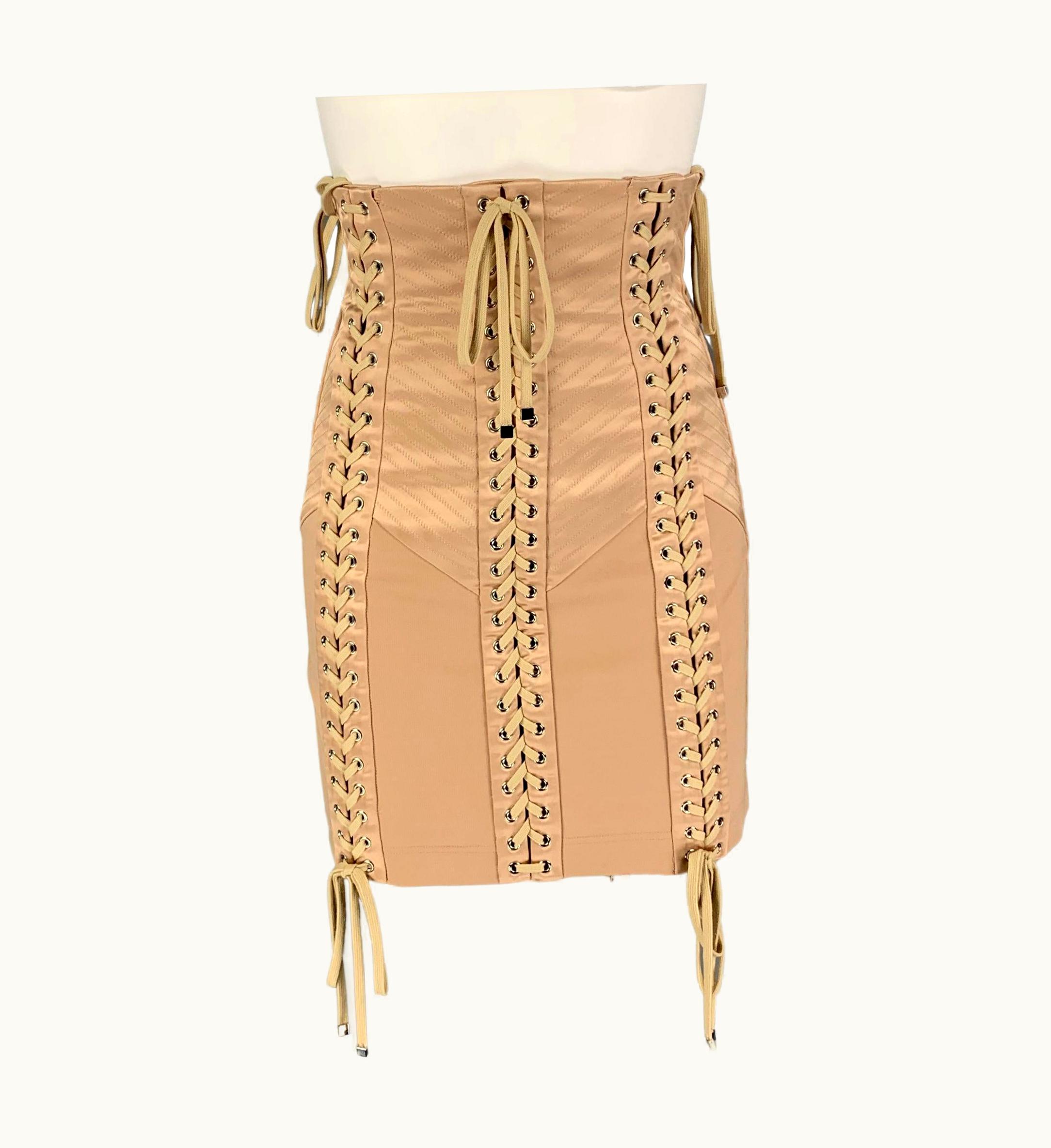 Dolce & Gabbana Dolce & Gabbana Nude Acetate Blend Fitted Mini Skirt