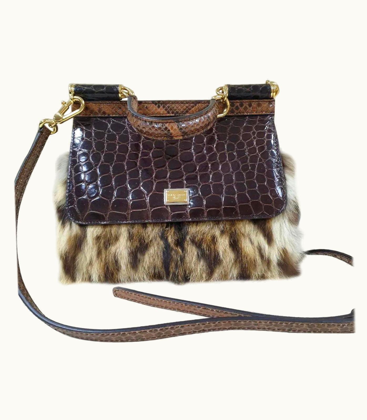 Dolce & Gabbana Dolce & Gabbana Fur Crocodile Python Sicily Bag