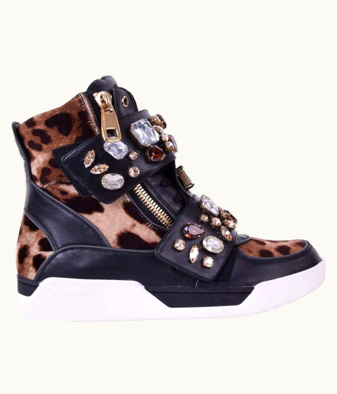 Dolce & Gabbana Dolce & Gabbana - High-Top Leopard Crystals Sneaker