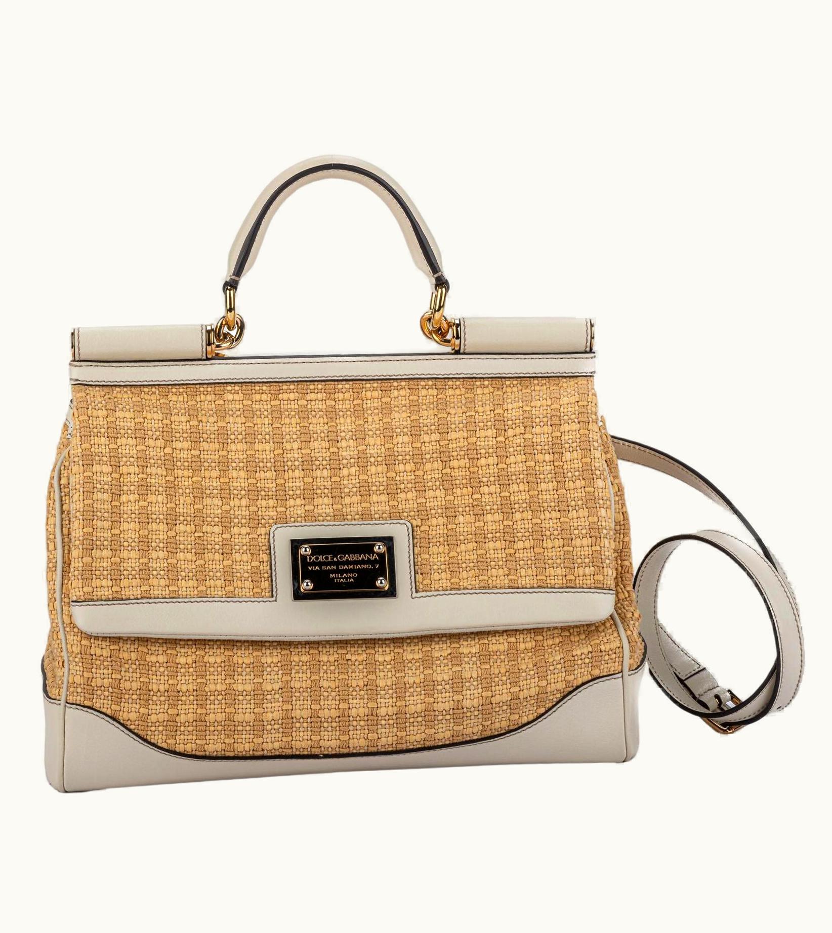 Dolce & Gabbana Dolce Gabbana Large Straw Cream Bag