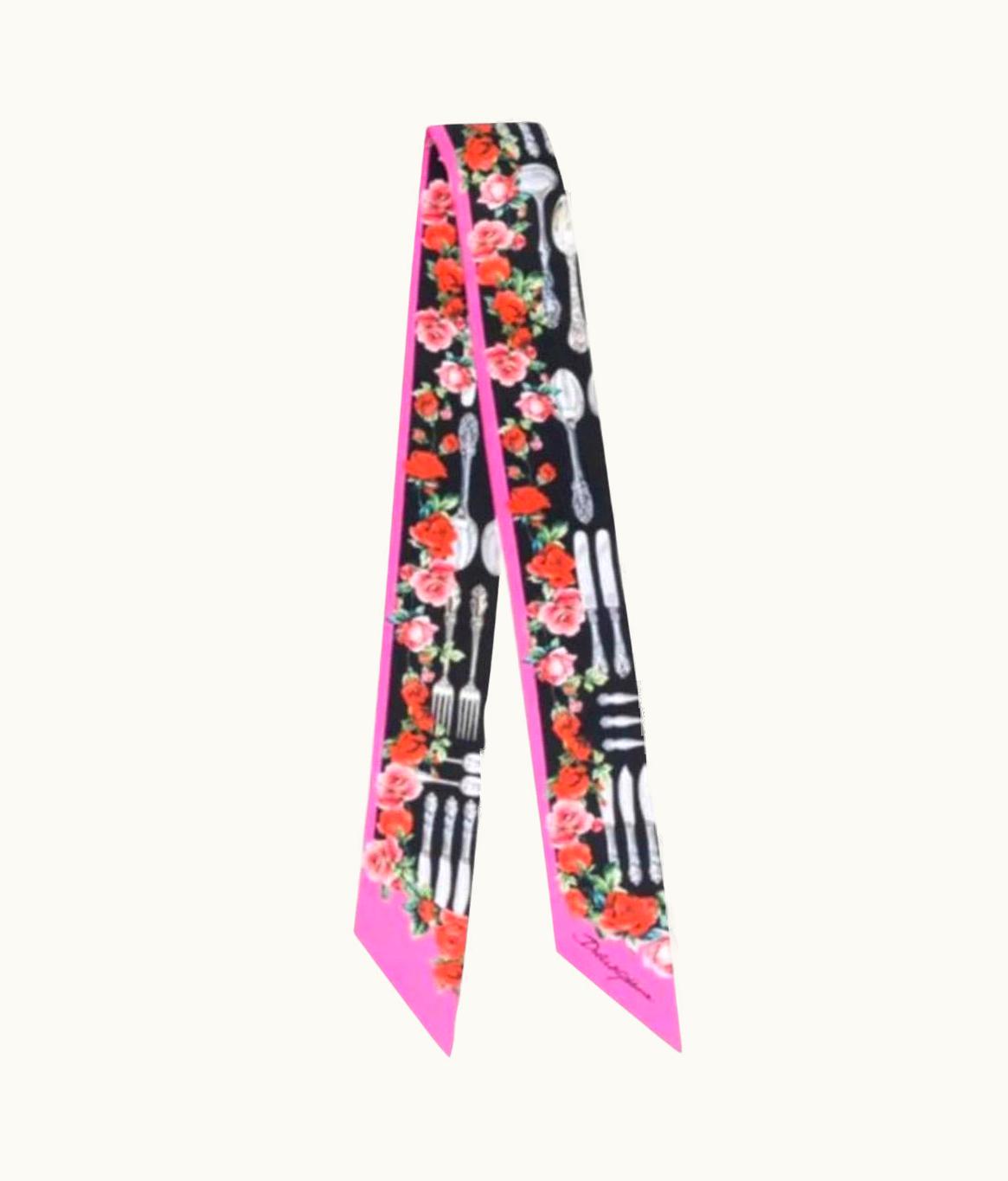 Dolce & Gabbana Dolce & Gabbana Roses Printed Silk Scarf Tie
