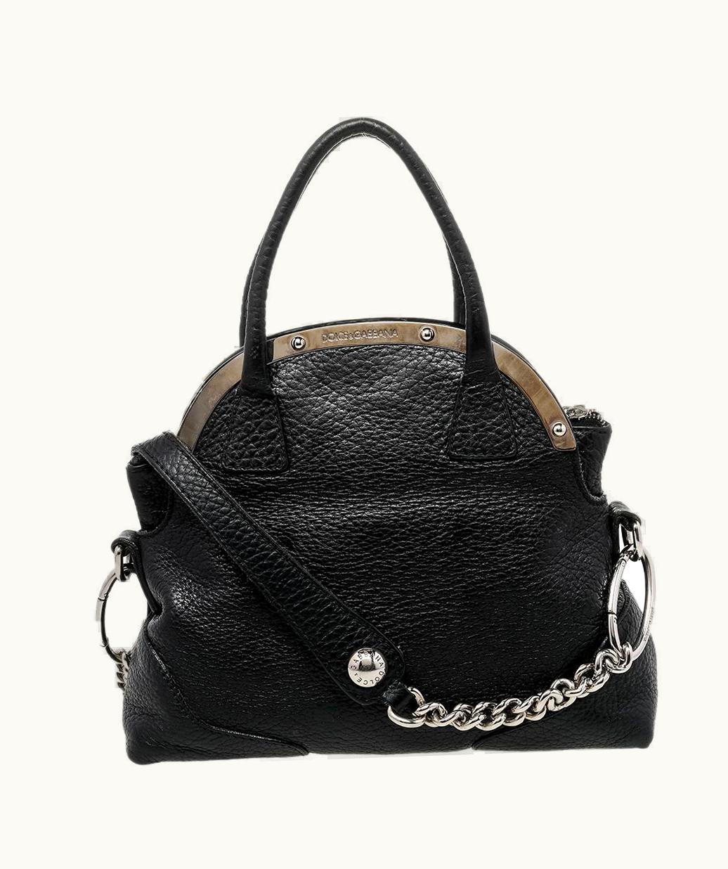 Dolce & Gabbana Dolce & Gabbana Black Leather Miss Camp Satchel
