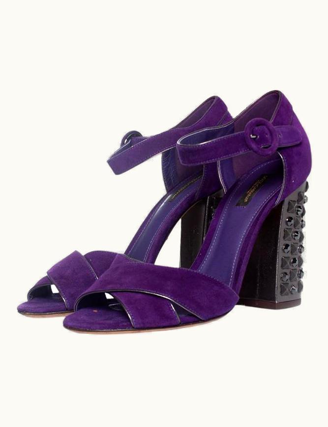 Dolce & Gabbana Dolce & Gabbana, Purple Suede Studded Heel Sandals