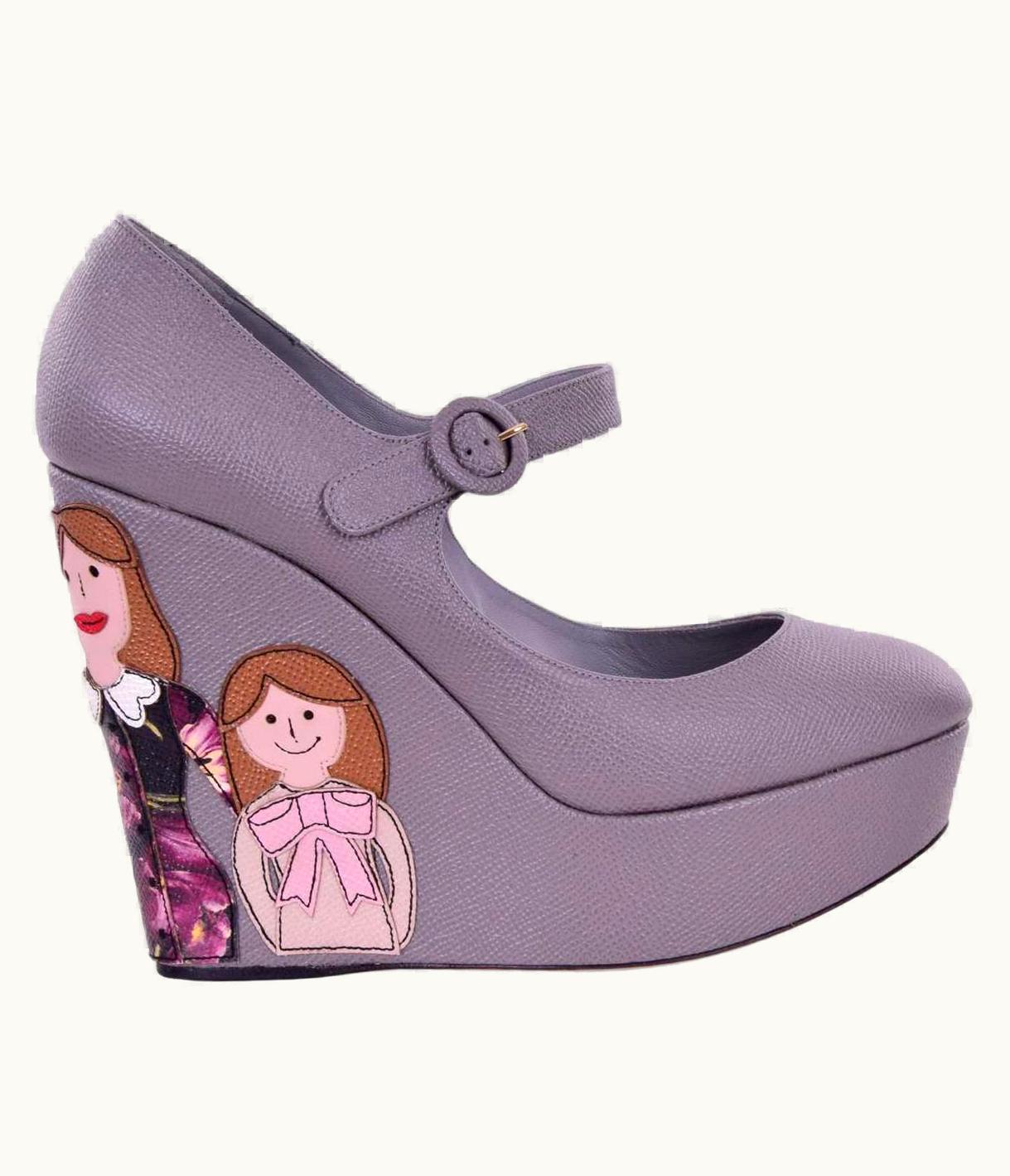 Dolce & Gabbana Dolce & Gabbana - Dg Family Embroidered Wedges Gray