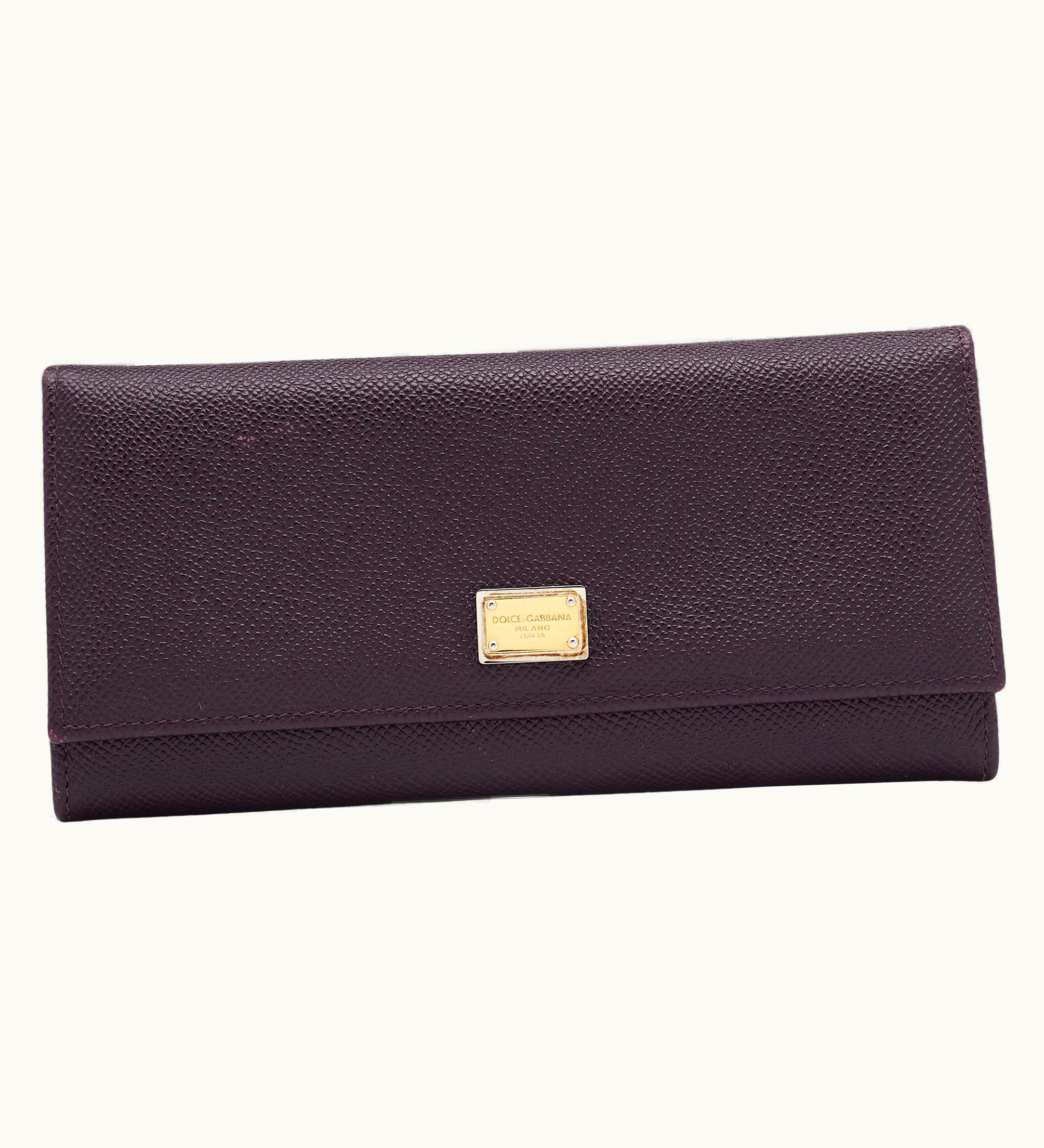 Dolce & Gabbana Dolce & Gabbana Dark Purple Leather Continental Wallet