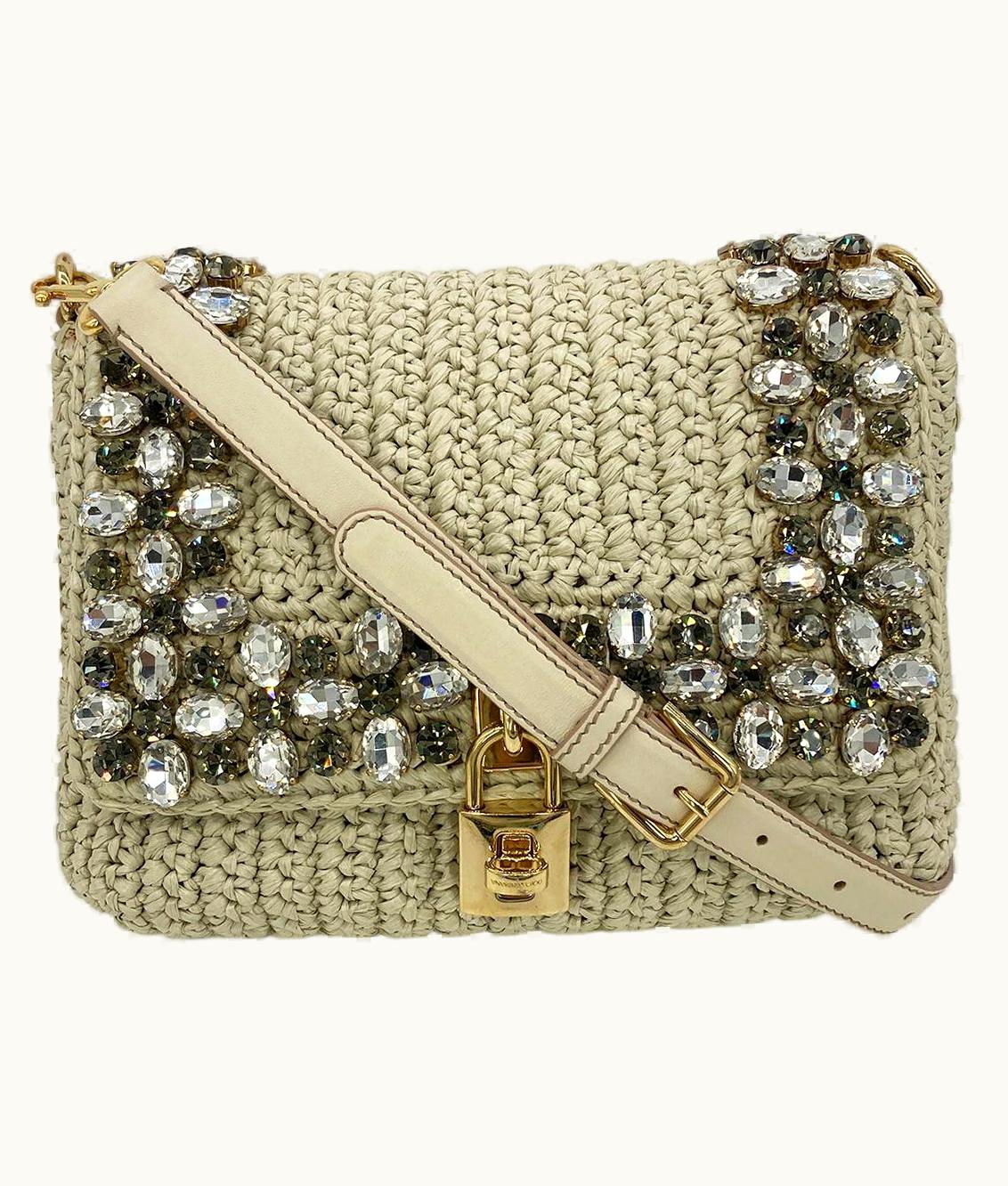Dolce & Gabbana Dolce & Gabbana Crystal Raffia Flap Shoulder Bag