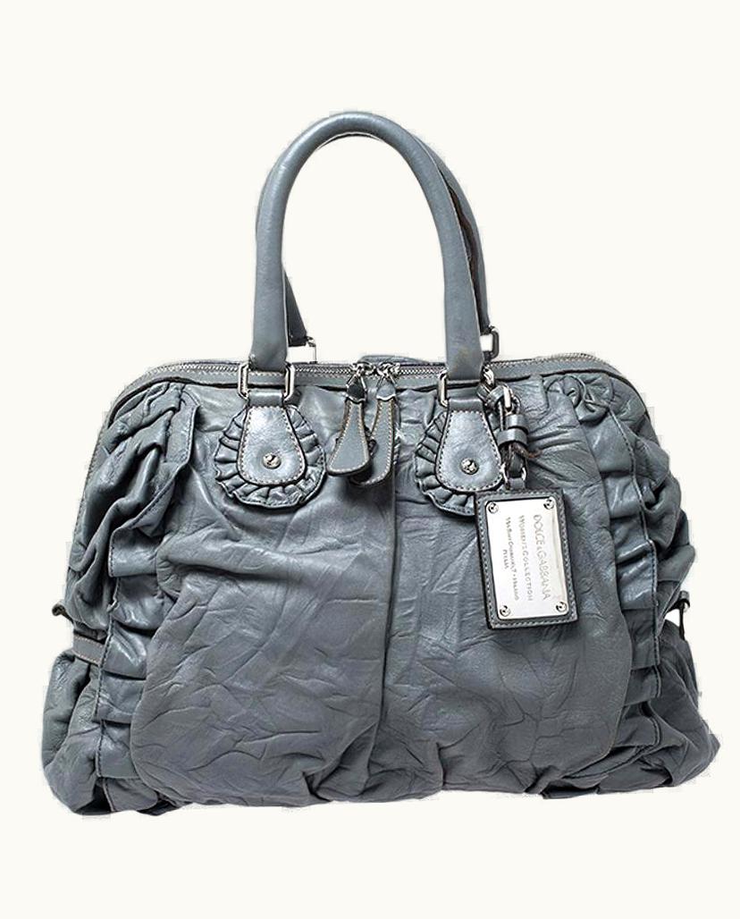 Dolce & Gabbana Dolce & Gabbana Grey Leather Miss Rouche Satchel