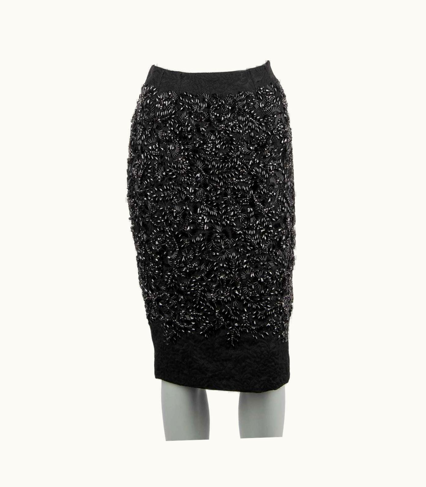 Dolce & Gabbana Dolce & Gabbana Brocade Crystals Skirt Black