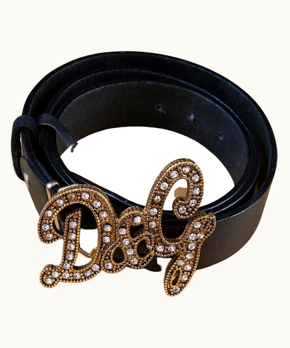 Dolce & Gabbana Dolce & Gabbana Black Leather Belts With Rhinestones