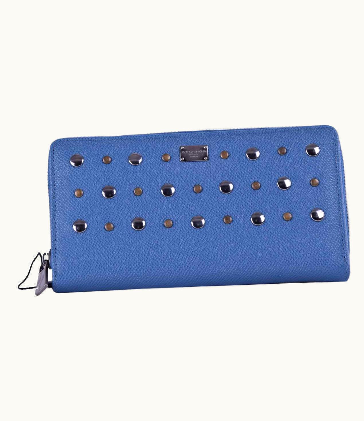 Dolce & Gabbana Dolce & Gabbana - Studded Dauphine Leather Wallet Blue