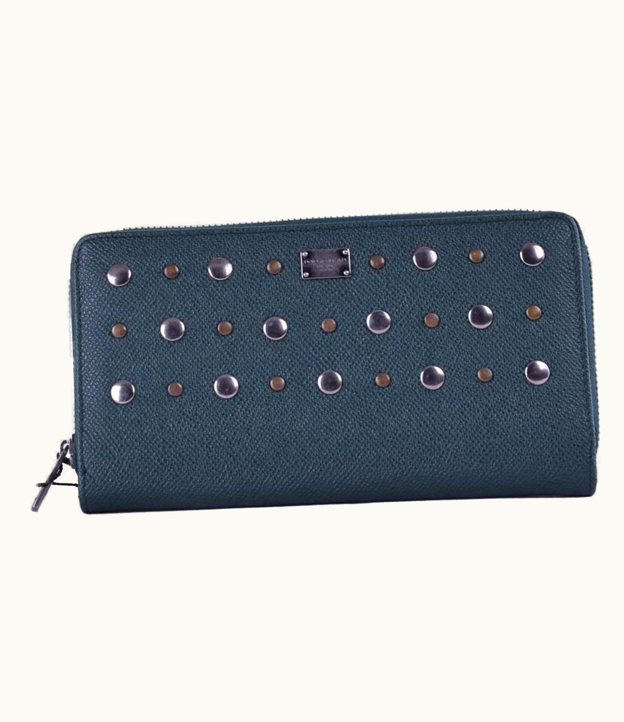 Dolce & Gabbana Dolce & Gabbana - Studded Dauphine Leather Wallet Green