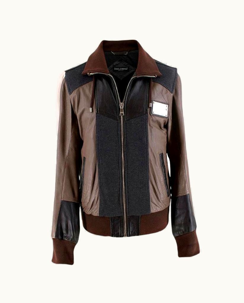 Dolce & Gabbana Dolce & Gabbana Tricolour Dark Brown Leather Jacket