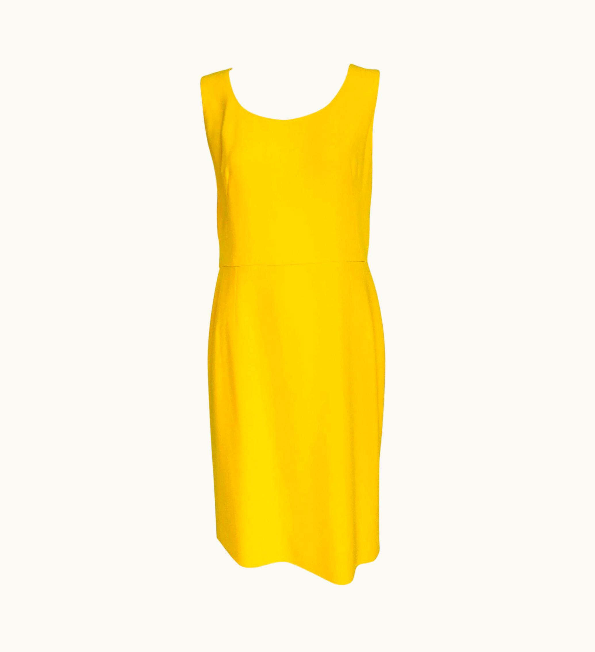 Dolce & Gabbana Dolce & Gabbana Yellow Crepe Cady Sheath Dress